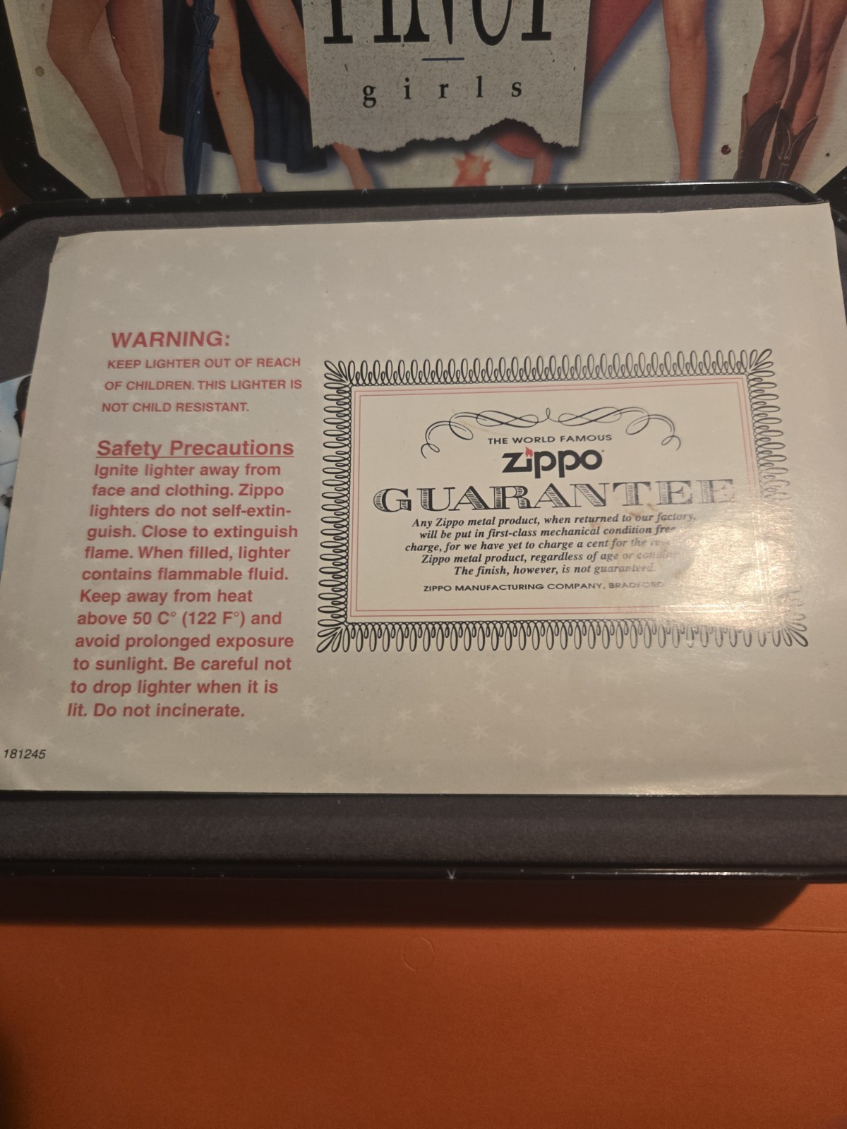 Zippo 1996 Collectible of the Year Pinup Girls Set Tin w/ Cards & Insert
