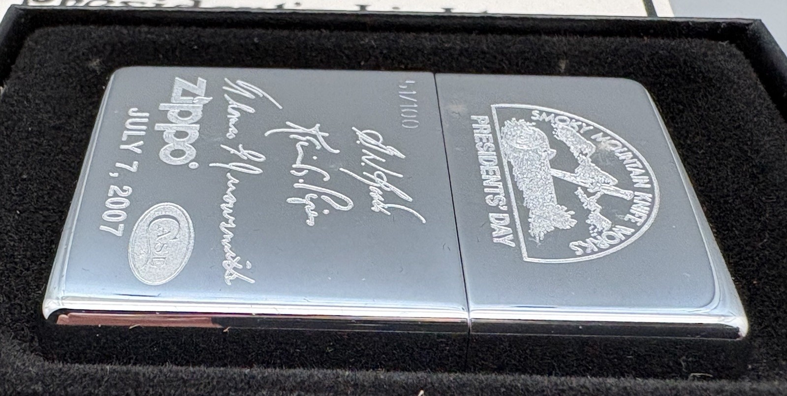 2007 Zippo Case XX SMKW President’s Lighter serial #51/100 and COA