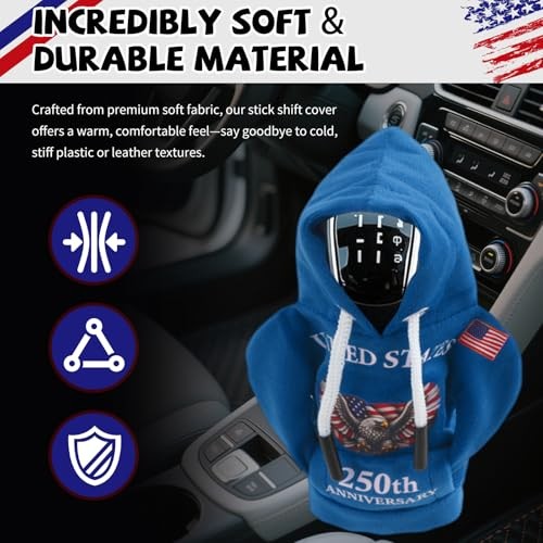 USA 250th Anniversary Gear Shift Cover,4th of July Decorations Funny Car Blue