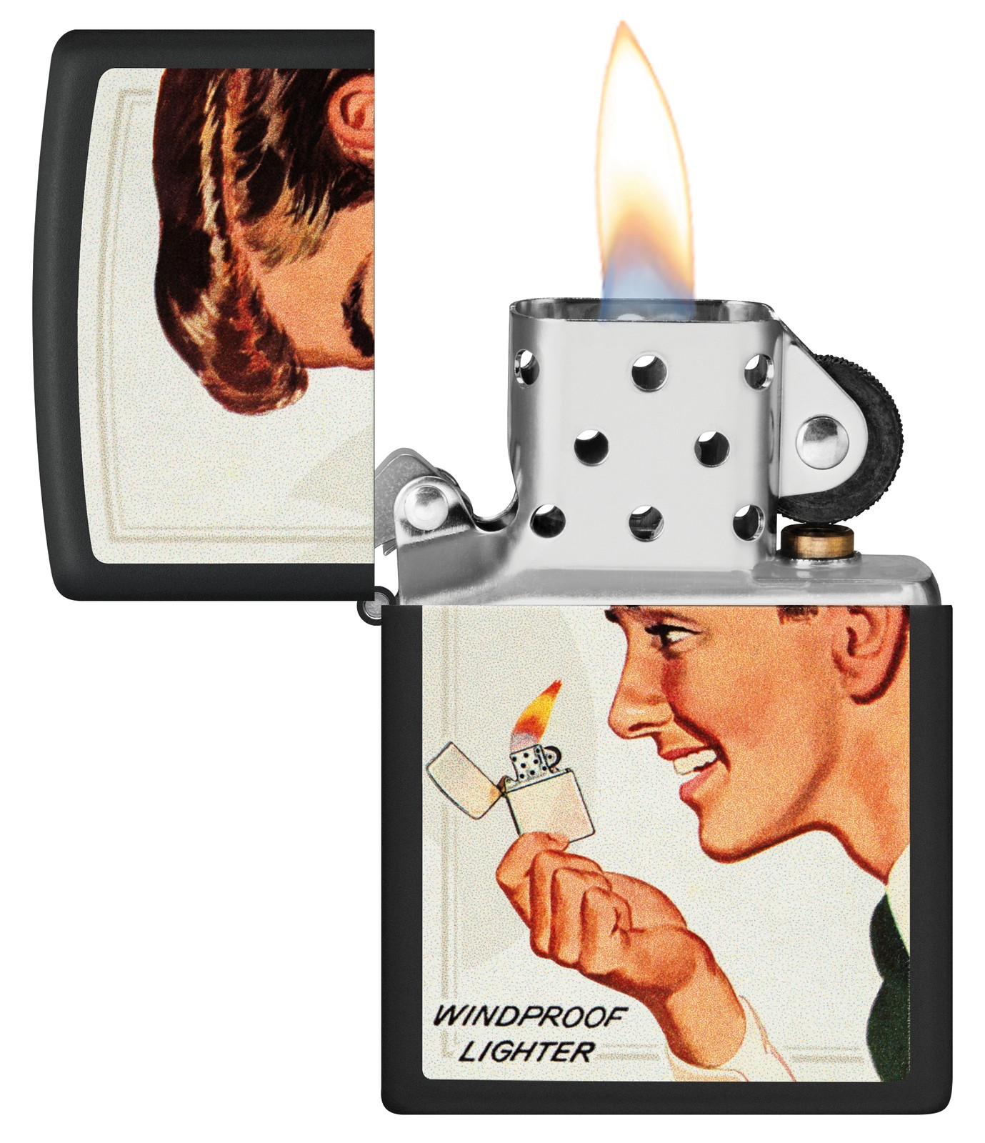 Zippo Vintage Ad Red and Black Matte Windproof Pocket Two Lighters Gift Set, …