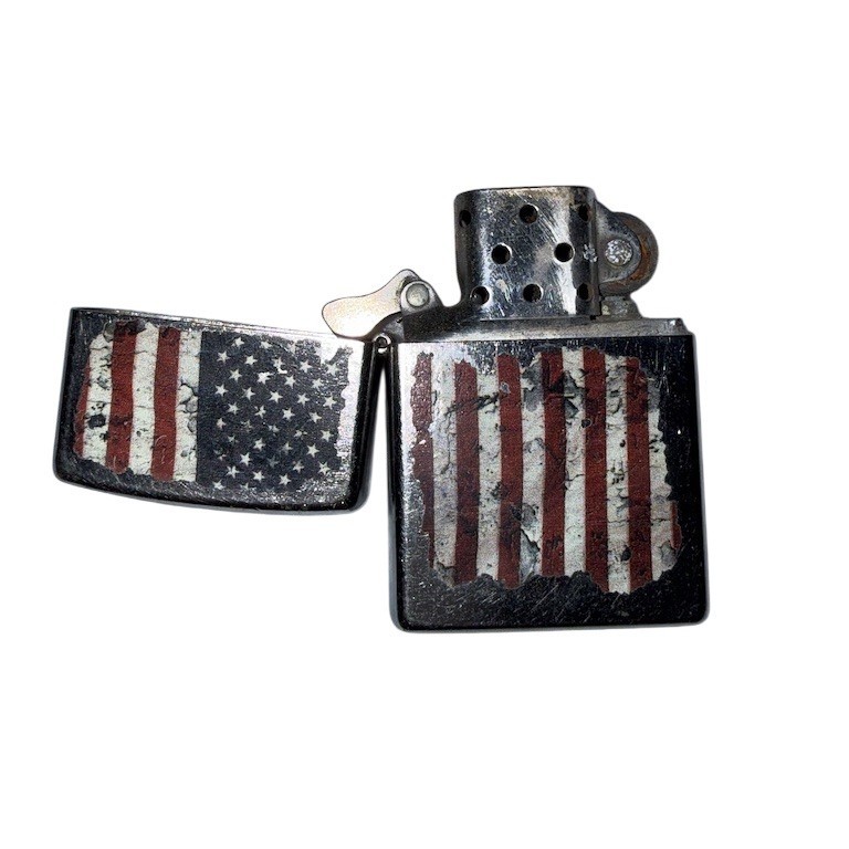 Zippo Windproof Pocket Lighter Distressed American Flag Design Black Matte
