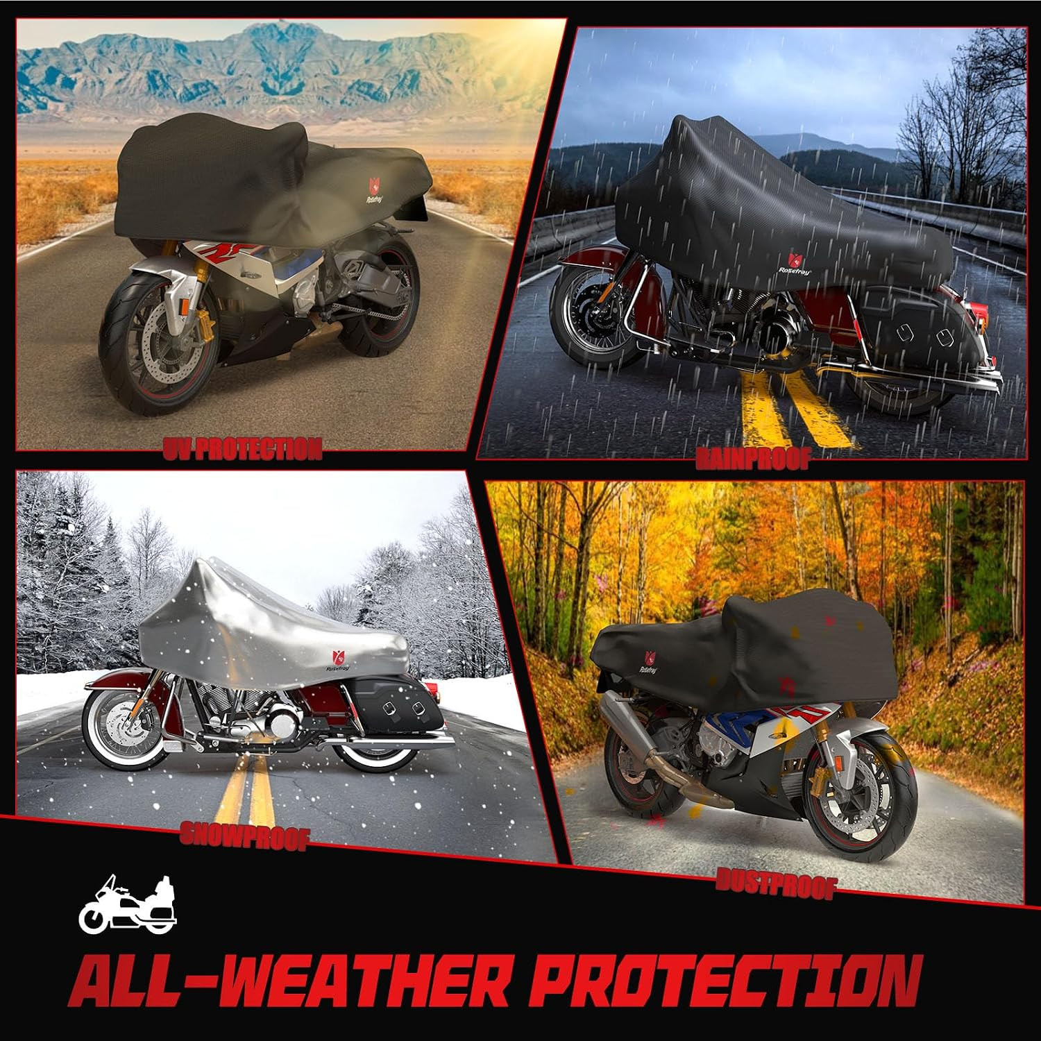 420D Motorcycle Half Cover-Outdoor Waterproof All Weather Protection Lightweight