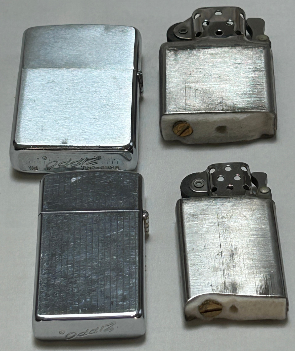 2 Vintage Zippo Lighters Highland National Bank of Newburgh & Plaid w/ Stripes