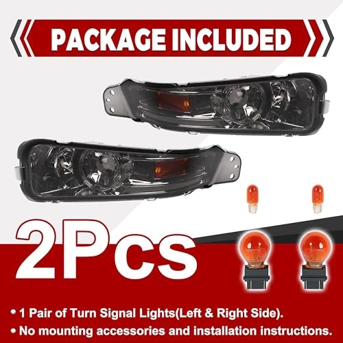 Pair Turn Signal Lights Compatible with 2005-2009 Smoke Lens Chrome Housing