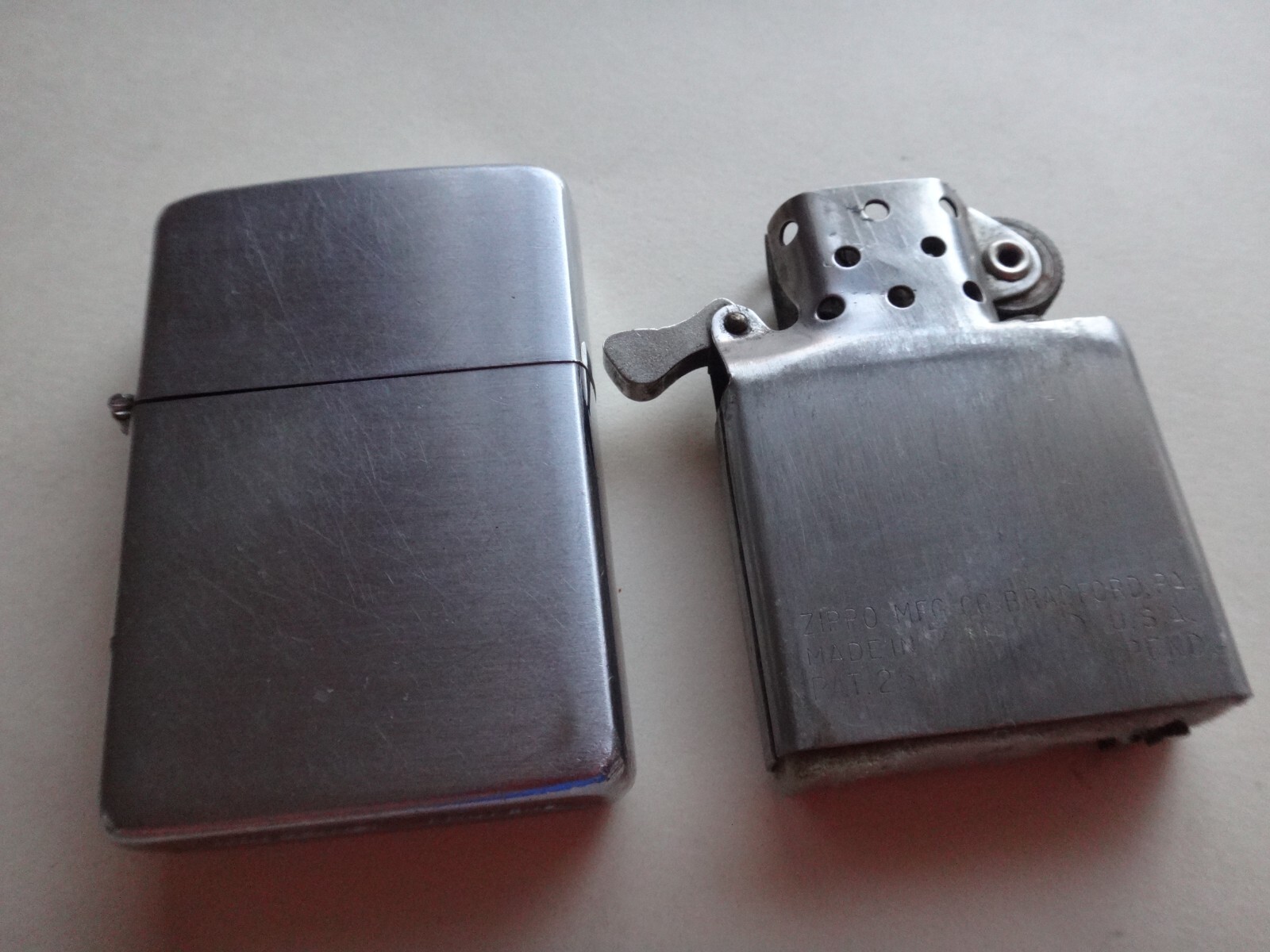 Vintage Circa 1958-59 Brushed Chrome Zippo Lighter PAT. 2517191 PAT. PEND.