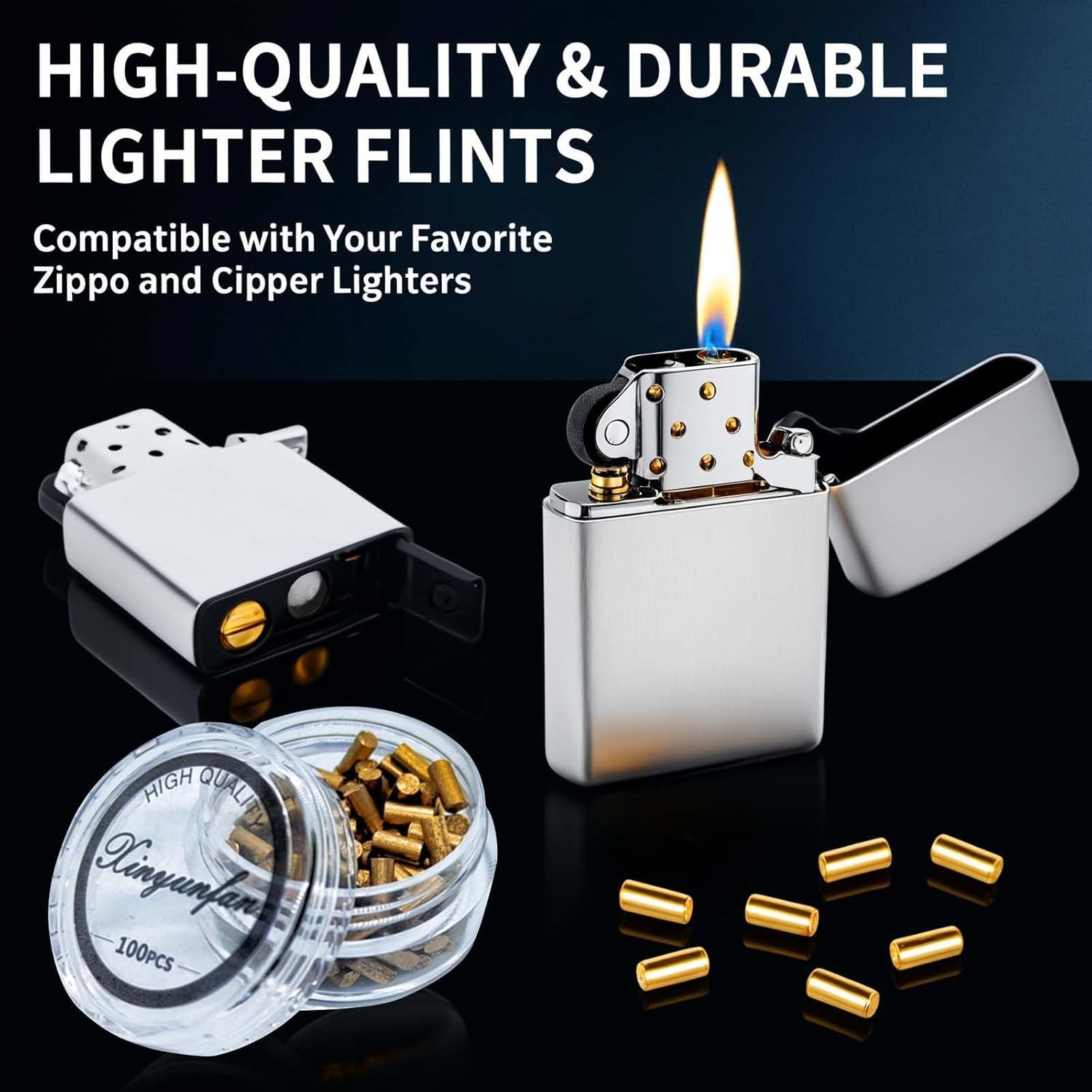 100PCS Lighter Flints Replacement for Zippo &Clipper Durable Fast-Igniting Spark