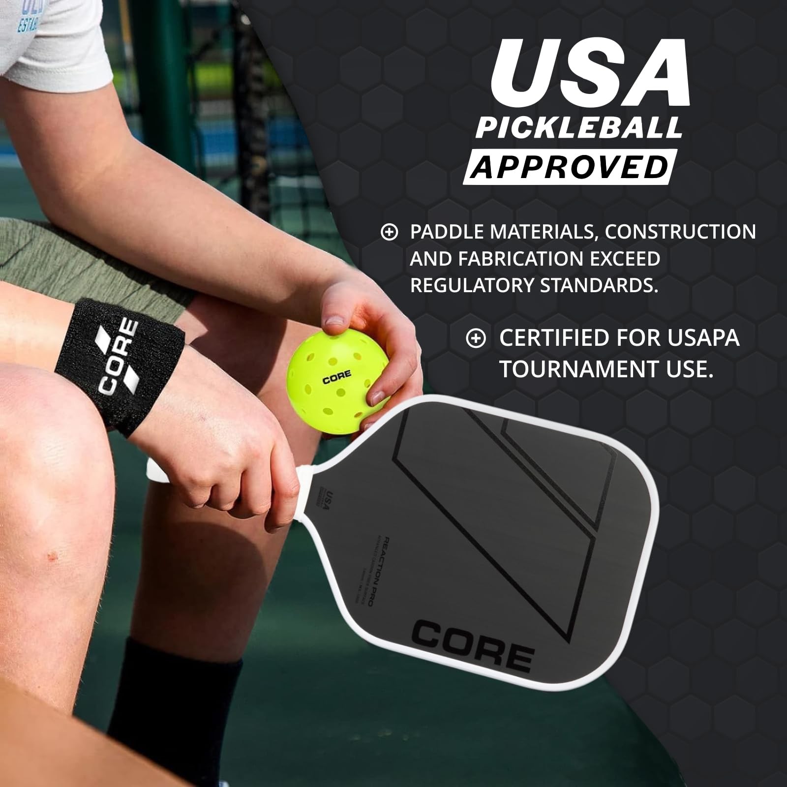 CORE Carbon Fiber Pickleball Paddle MX-1000 w/ Cover 16mm – USAPA Approved