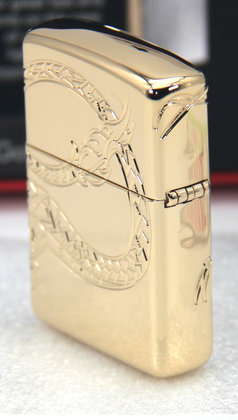ZIPPO LIGHTER CHINESE DRAGON GOLD PLATED ARMOR 360° MULTICUT ENGRAVING NEW