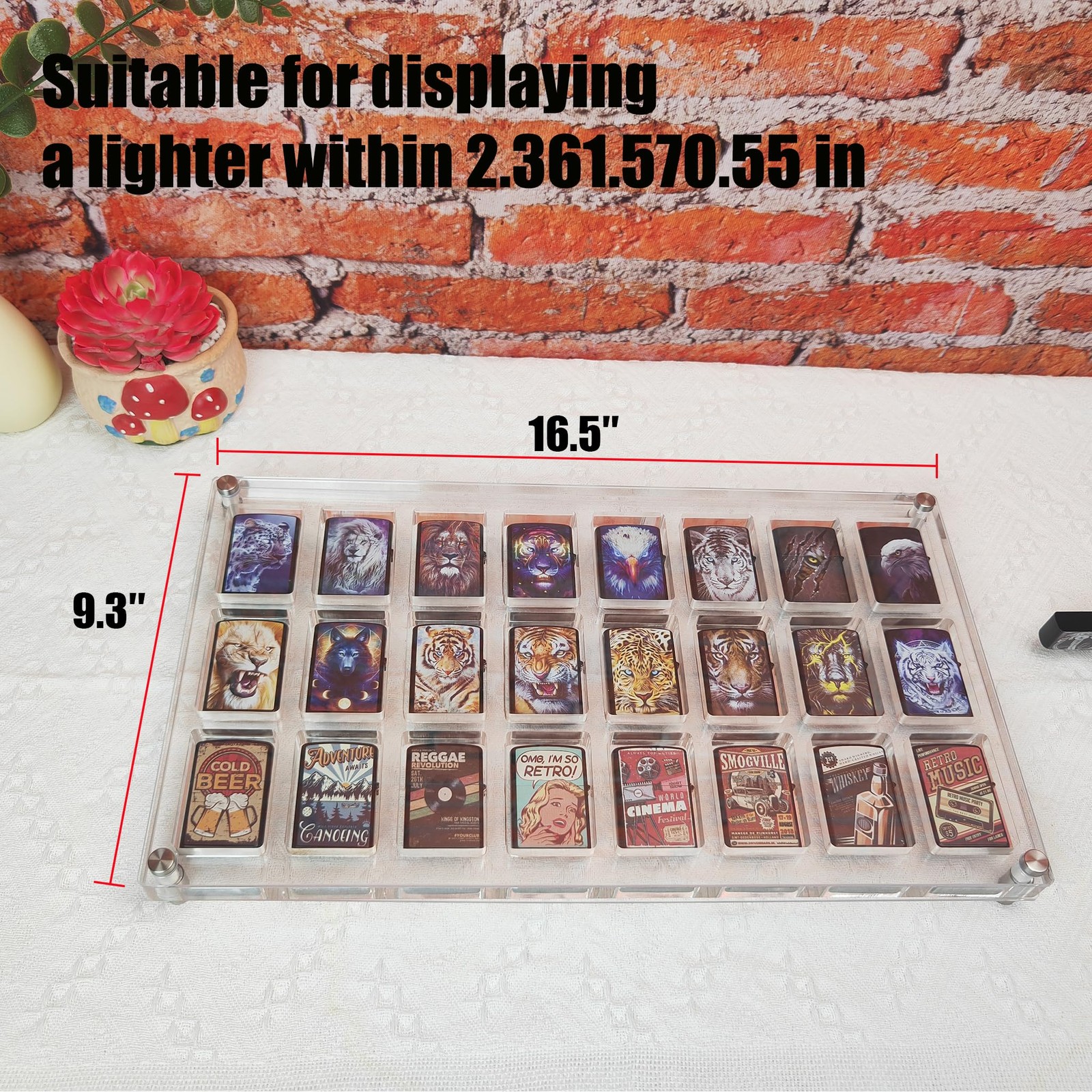 24-Slot Wall-Mounted Acrylic Display Case for Zippo Lighters – Clear Collector
