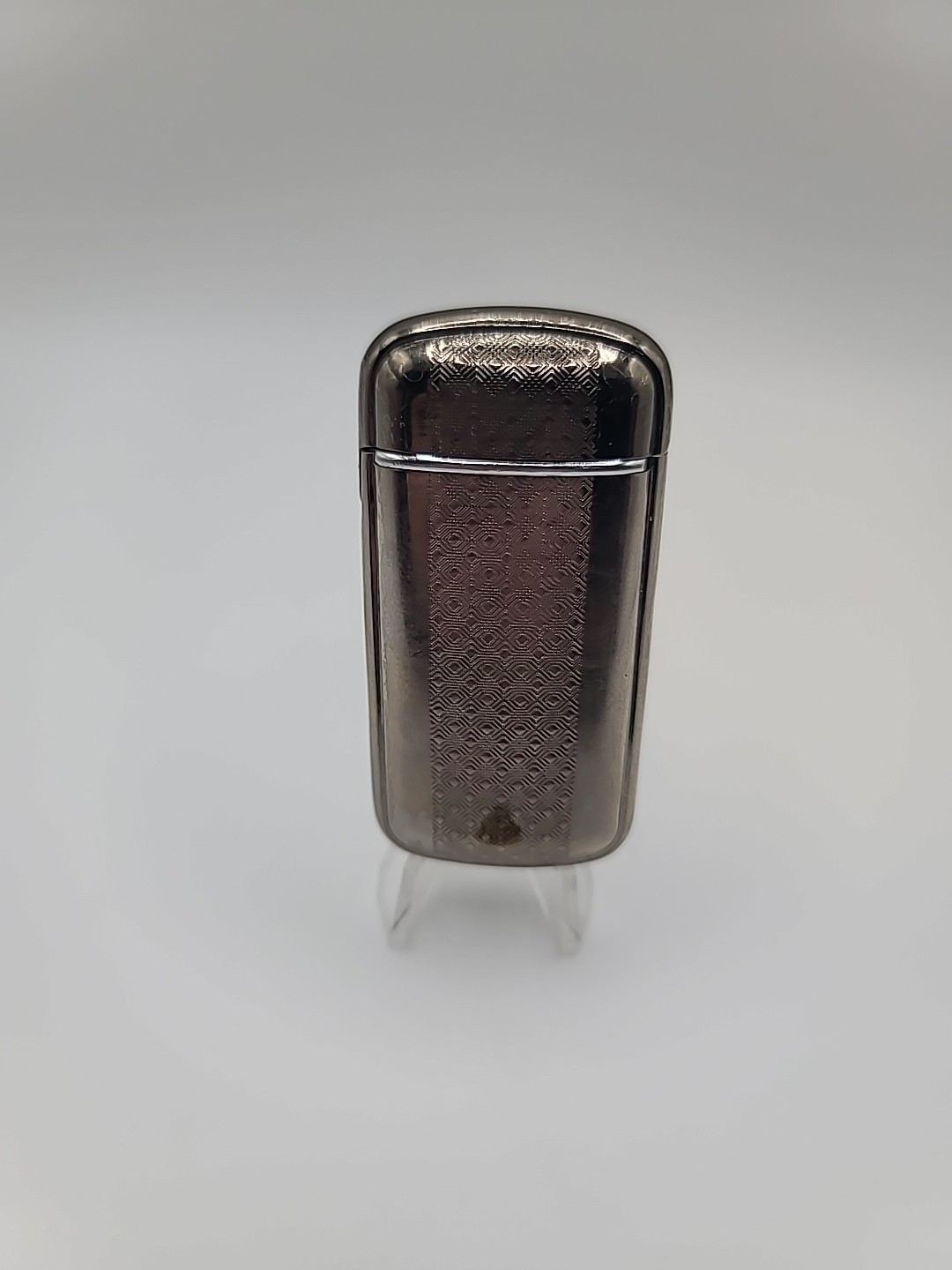 Vintage Silver-Tone Collectible Lighter with Textured Pattern Works