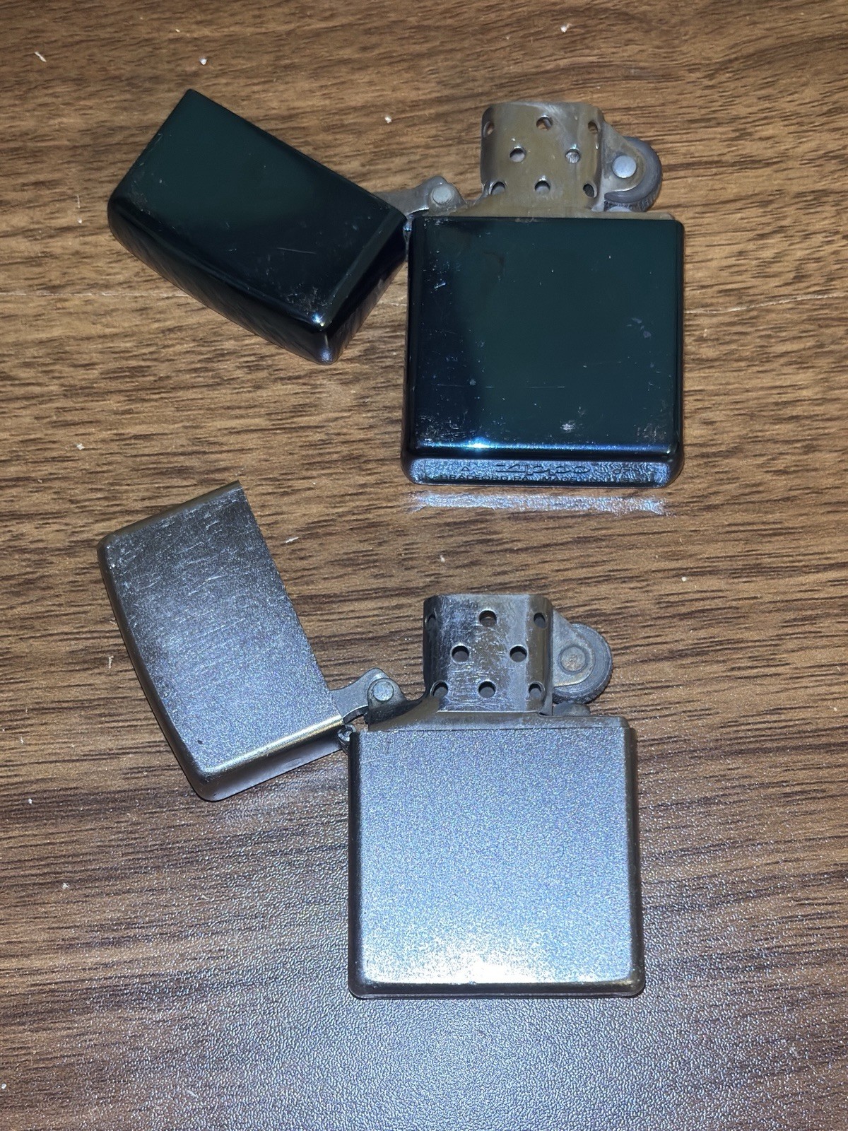 2 AUTHENTIC ZIPPO Lighters Silver L14 & Metallic Blue A07 Bradford, PA