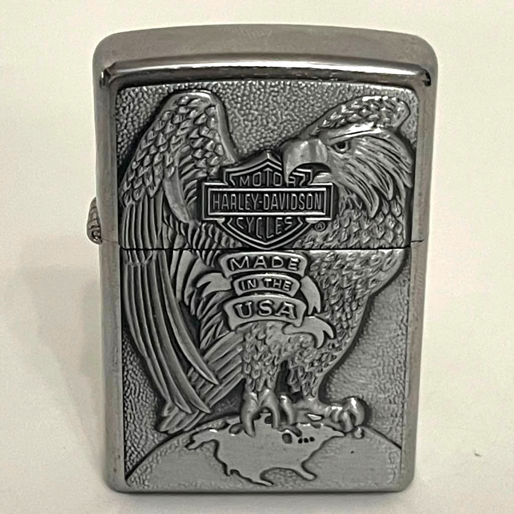 Harley Davidson Made In The USA Eagle On Top Of The World Zippo Lighter With Box