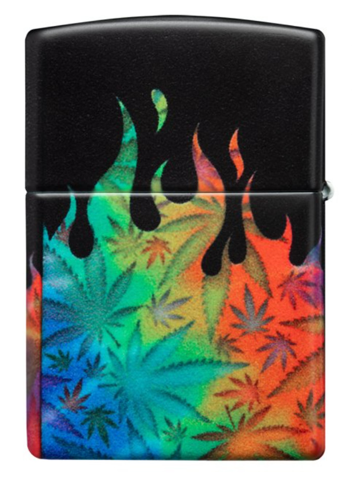 Zippo WIndproof Lighter With 4 side Colorful Marijuana Leaves, 49534, New In Box
