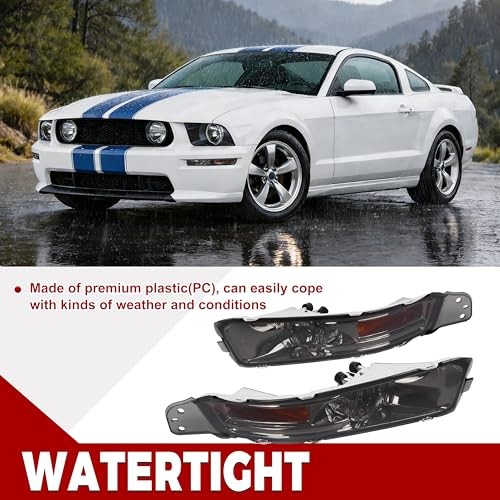 Pair Turn Signal Lights Compatible with 2005-2009 Smoke Lens Chrome Housing