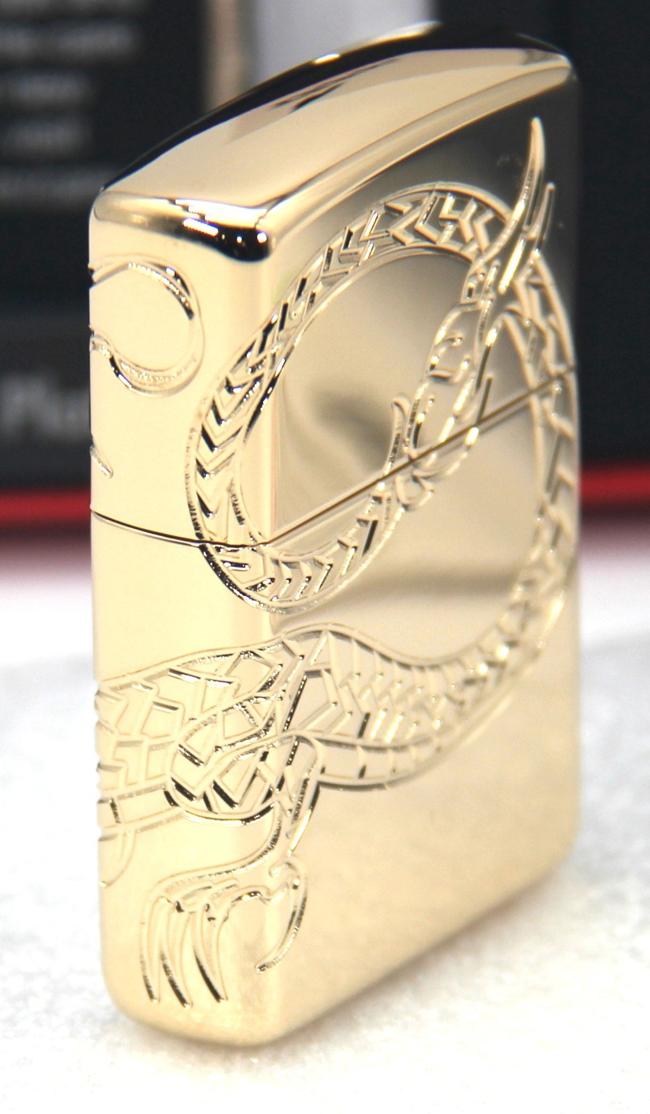 ZIPPO LIGHTER CHINESE DRAGON GOLD PLATED ARMOR 360° MULTICUT ENGRAVING NEW