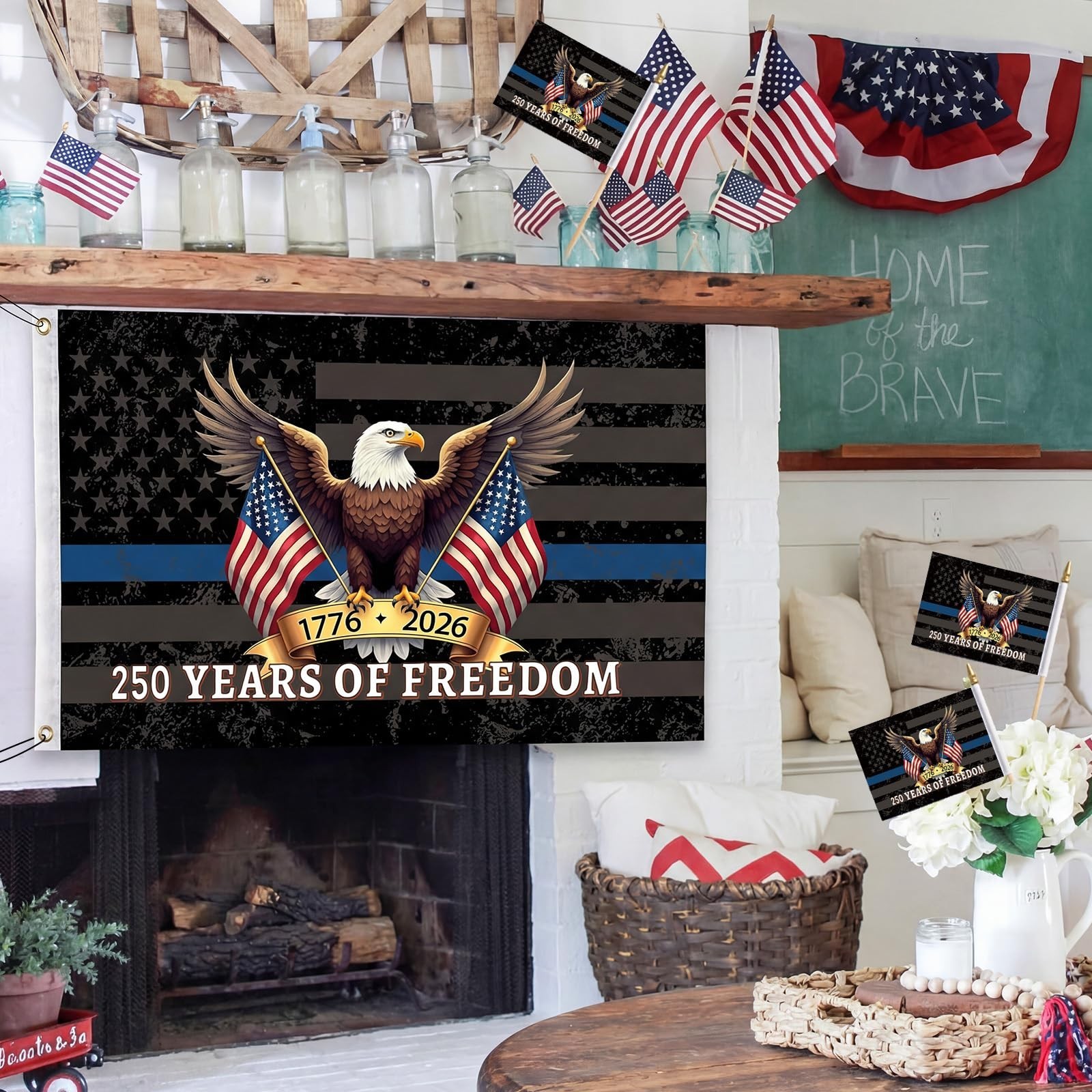 3Pcs 250th anniversary usa Flag 3×5（Includes two hand-waving flags）