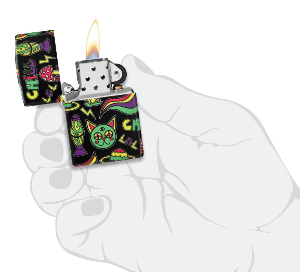 Zippo Glowing Chill Design Glow-in-the-Dark Green Windproof Pocket Lighter, 4…