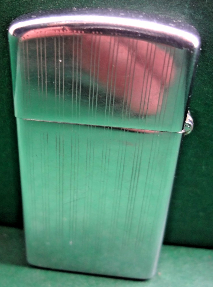 Vintage Zippo Slim Lighter 1962 Pin Stripe Engraved ‚JR‘ New Flint – FREE SHIP!