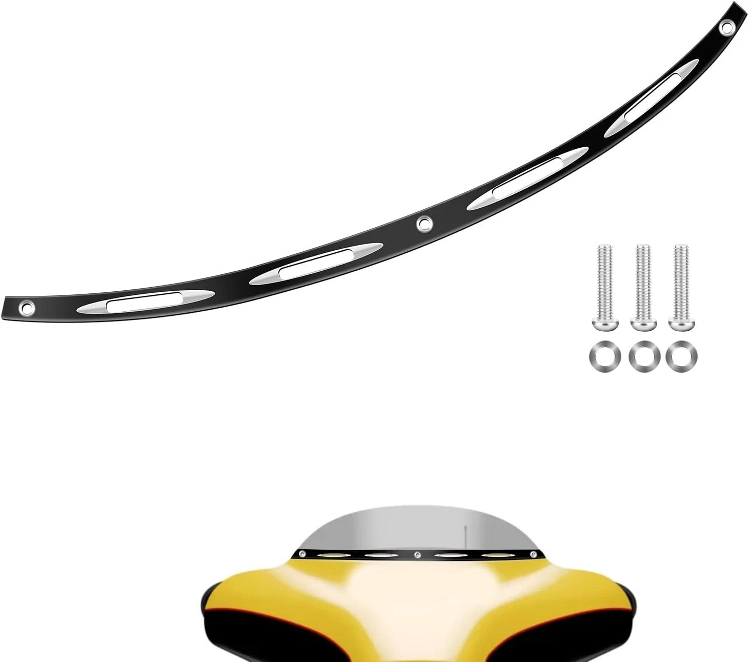 Windshield Trim Motorcycle Windscreen CNC Cut Fit for Harley 1996-2013 Black