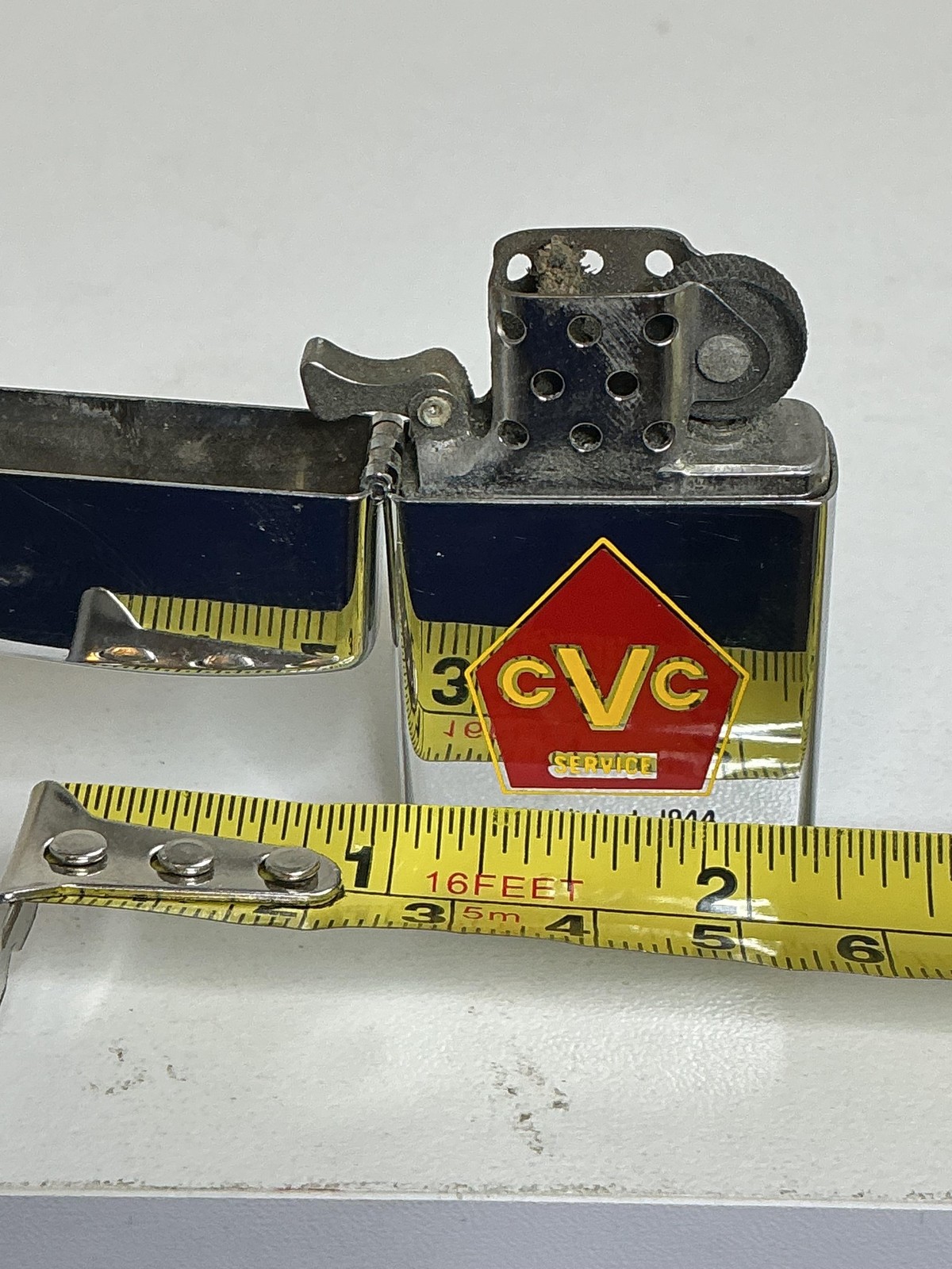 Zippo CVC Service Established 1944 Chrome Advertising Lighter USA Auto Logo