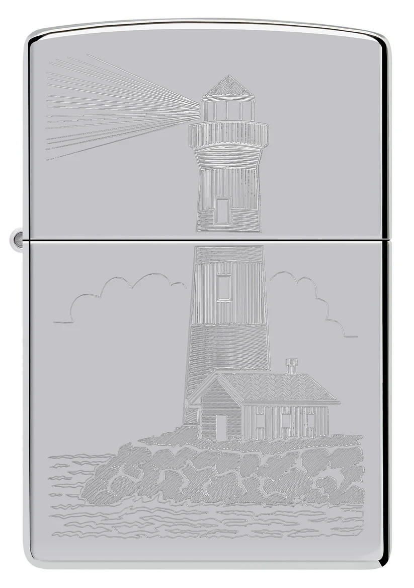 Zippo Lighthouse High Polish Chrome Auto Engrave 46725