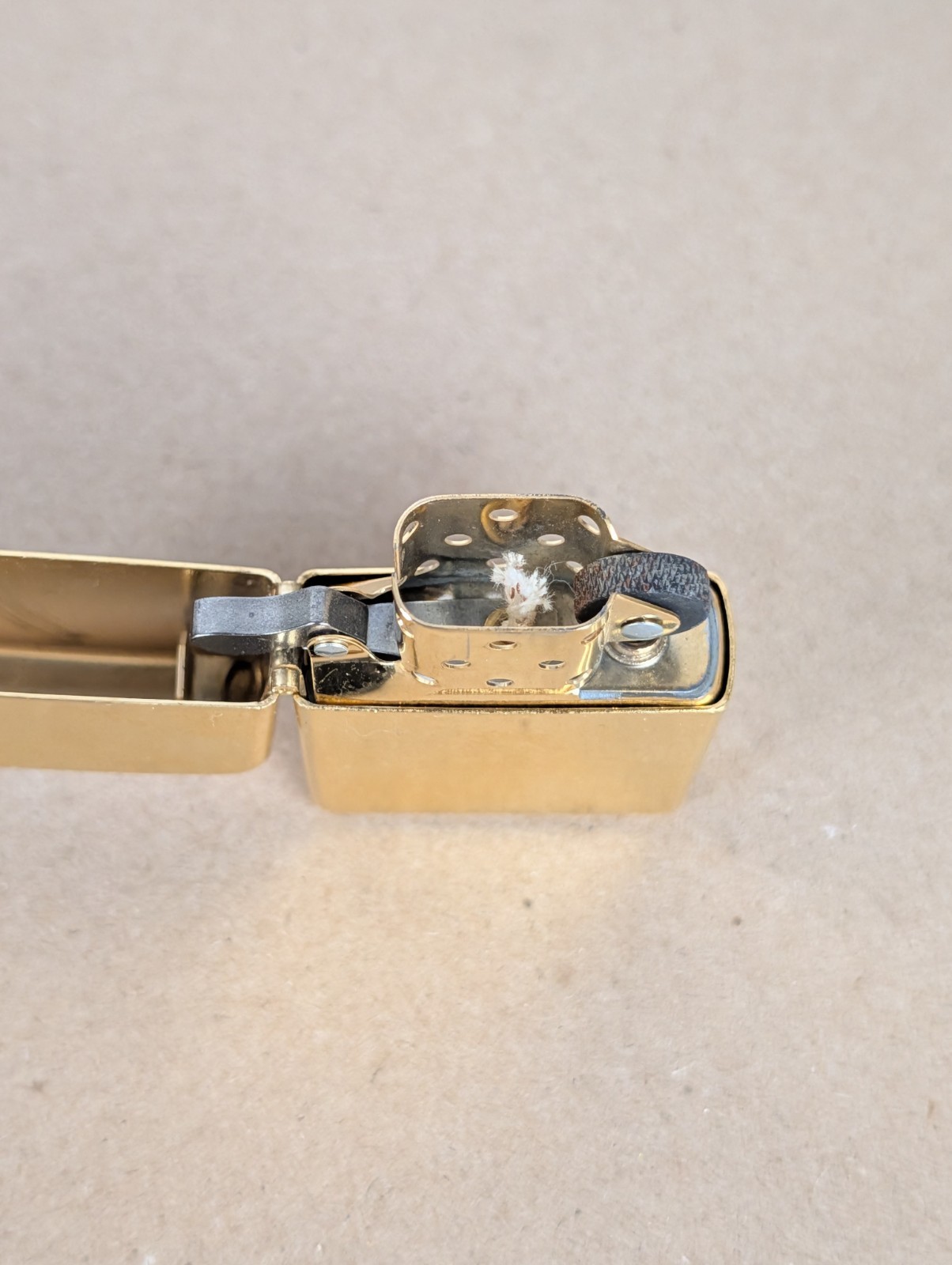 Vintage 2003 Zippo Brushed Brass Lighter New Flint & Wick WORKS USA