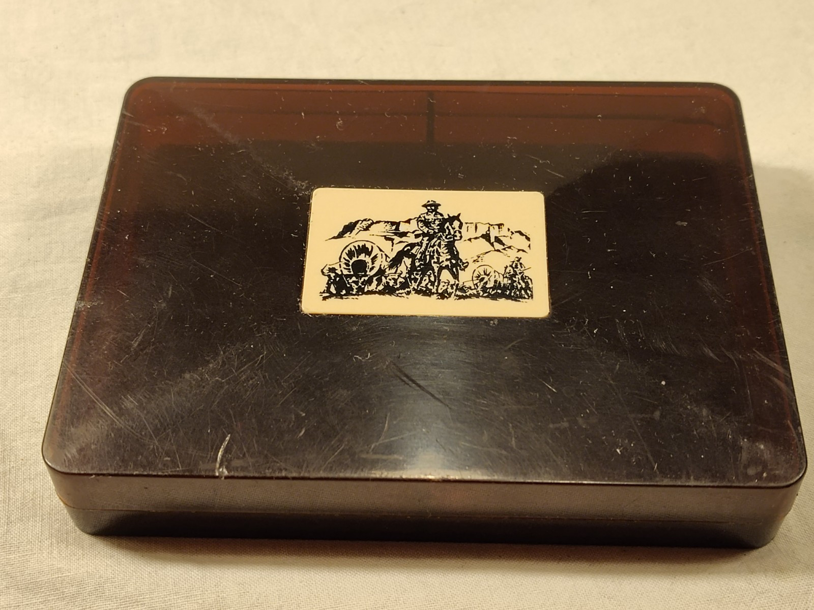 Vintage Zippo Playing Card Box Plastic Amber Double Slot