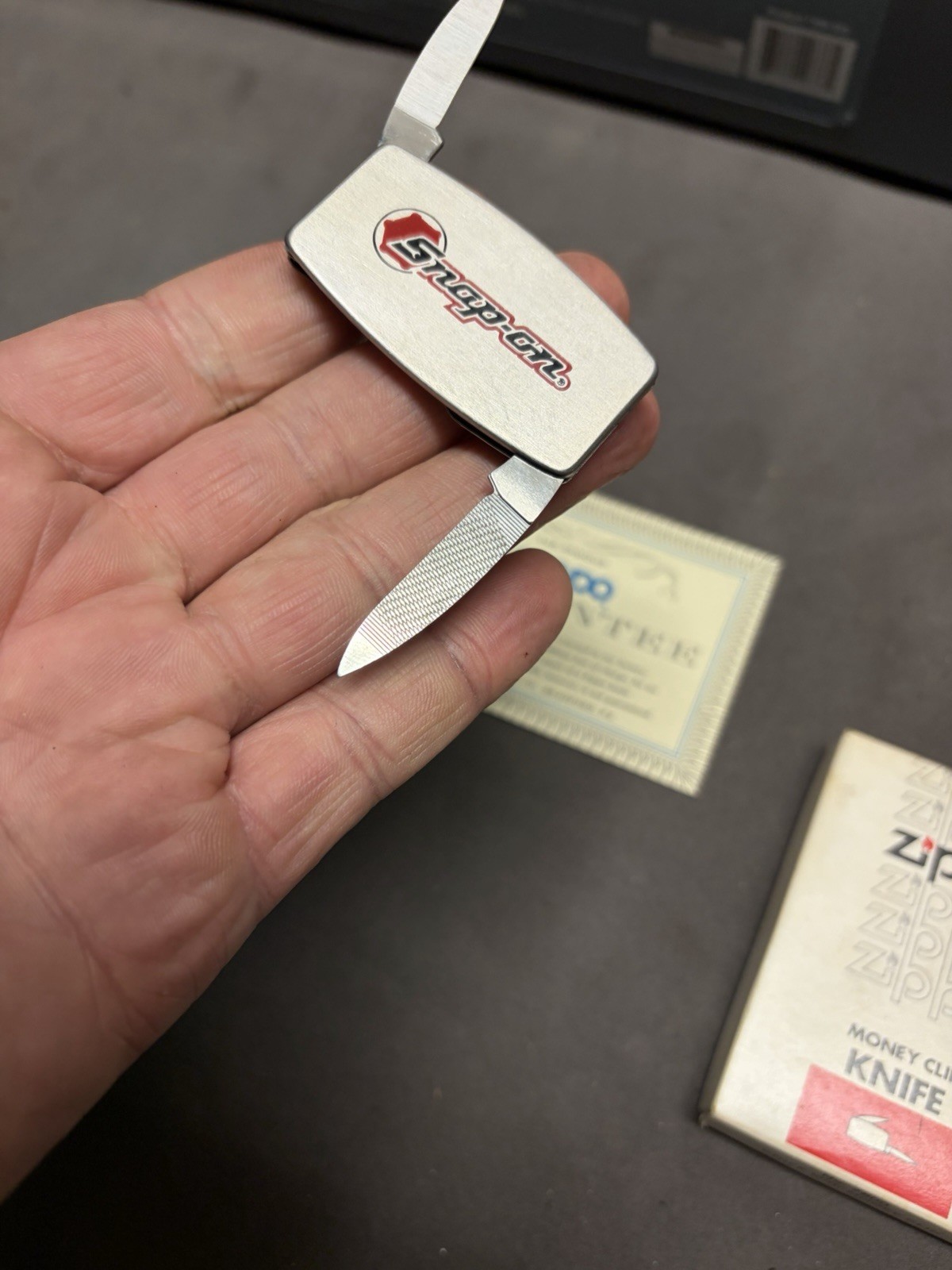 Zippo Snap On Money Clip Knife With Box Vintage Original 7800