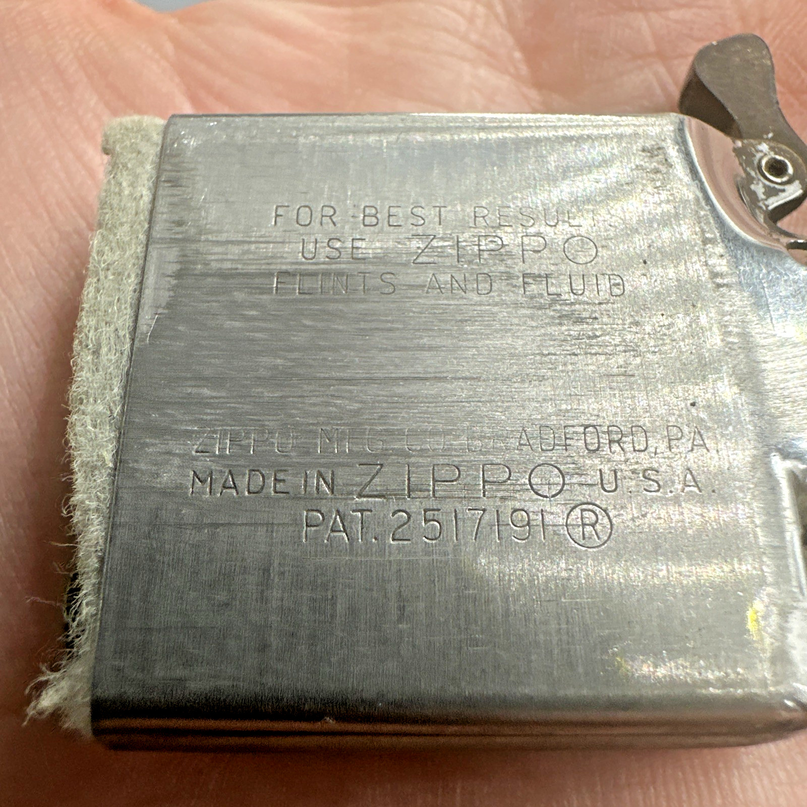 1958 Classic Vtg Zippo Lighter Chrome Finish Great Patina 4 Dots 16 Hole Chimney