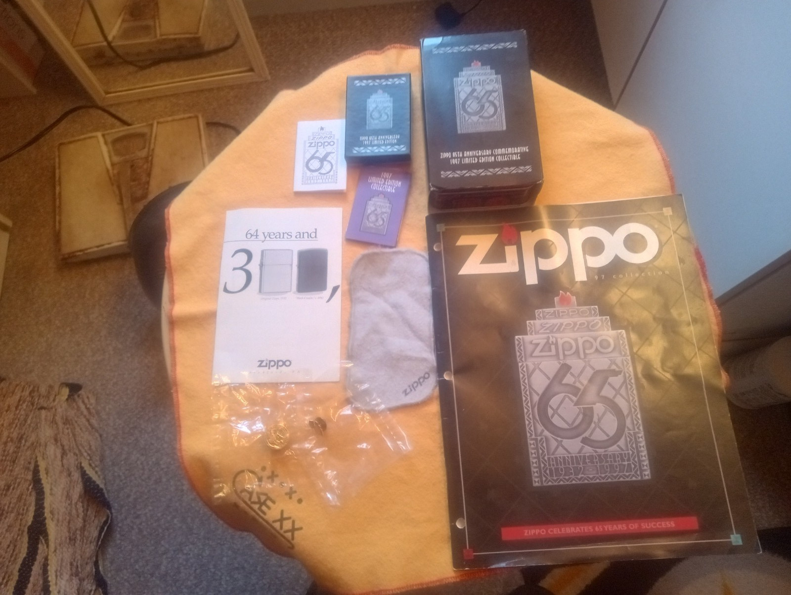 Zippo Employee Issued 1997 65th Anniversary Lighter.Tie Tac/2 Catalogs