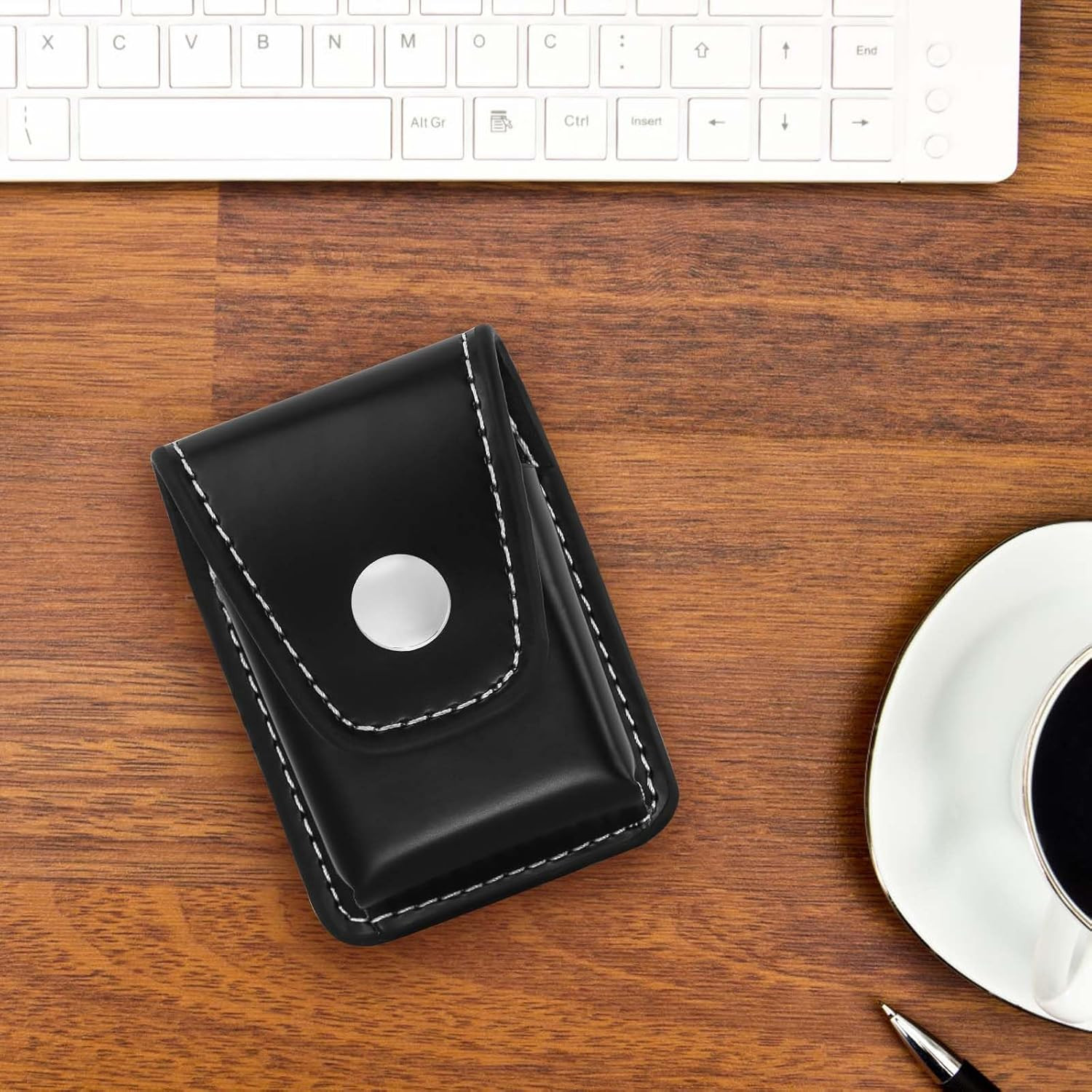 Lighter Case Only Compatible with Zippo,Flip Top Leather Lighter Pouch with Meta