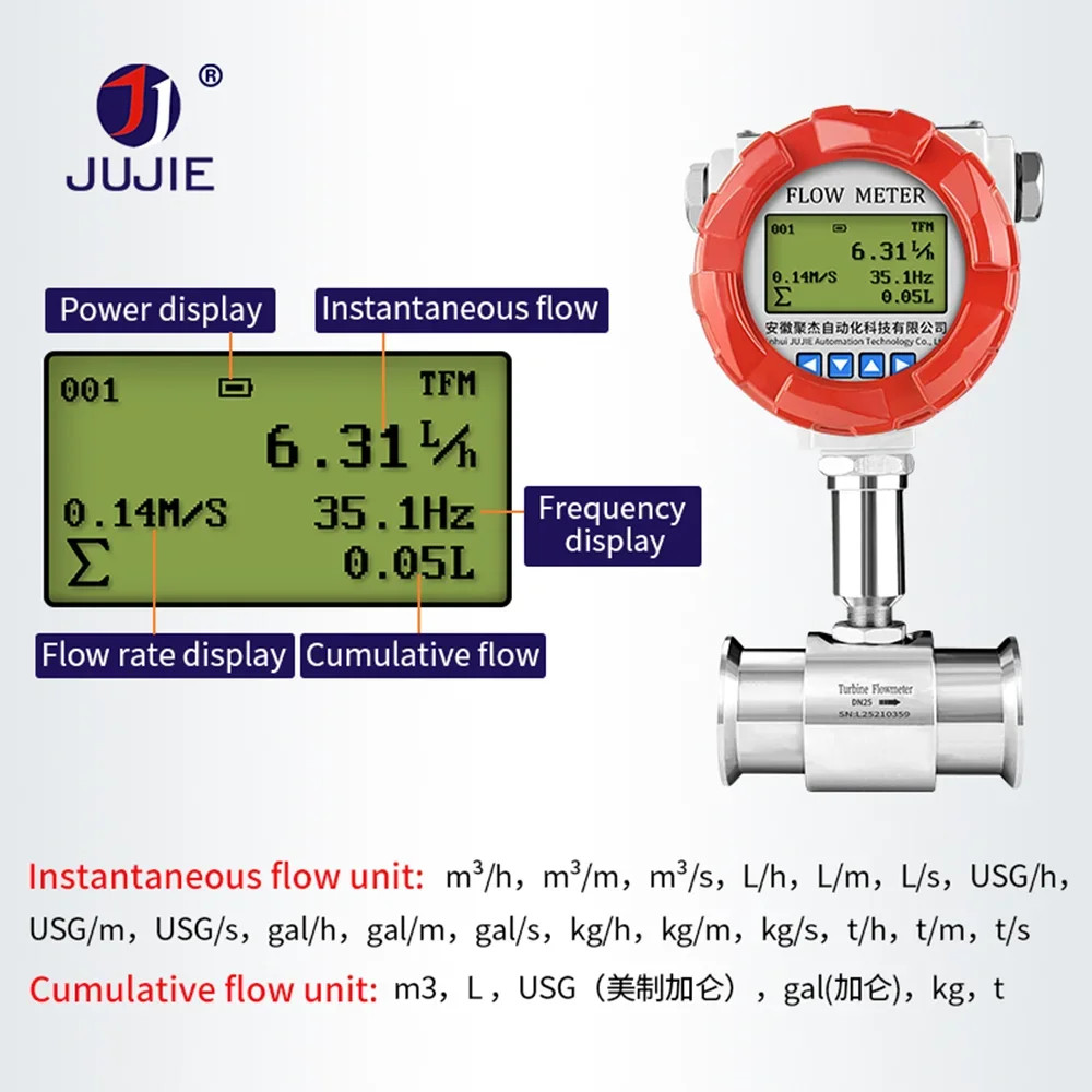 Digital Display Turbine Flow Meter Food Grade Stainless Steel OEM Water Fuel Oil