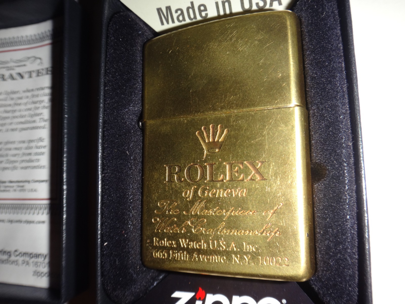 Year 2024 Brass Zippo Lighter ROLEX Geneva MASTERPIECE WATCH CRAFTSMANSHIP Logo