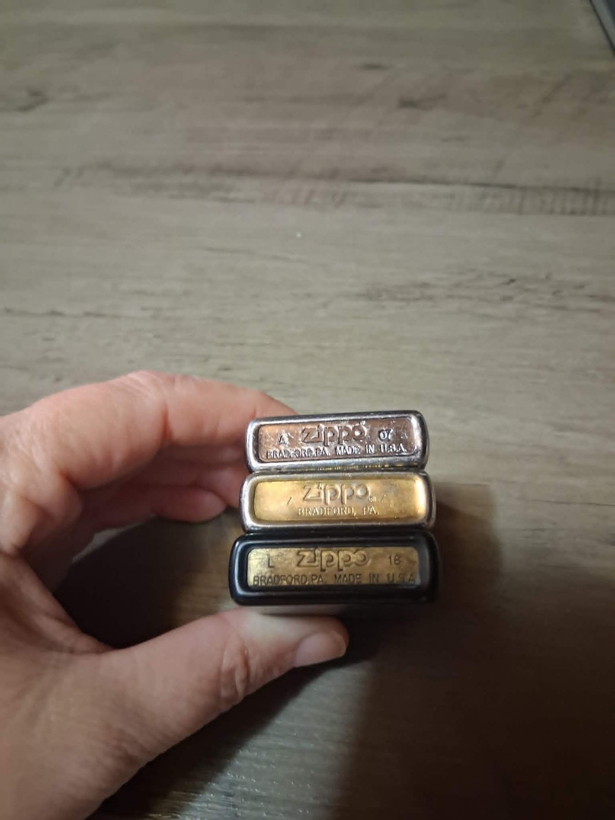 VTG Zippo Classic Lighters Matte Black-Silver-Gold Lot of 3 Lighters Good Shape