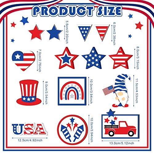 FairySandy 15 Pcs 4th of July Decorations Patriotic American Patriotic Style