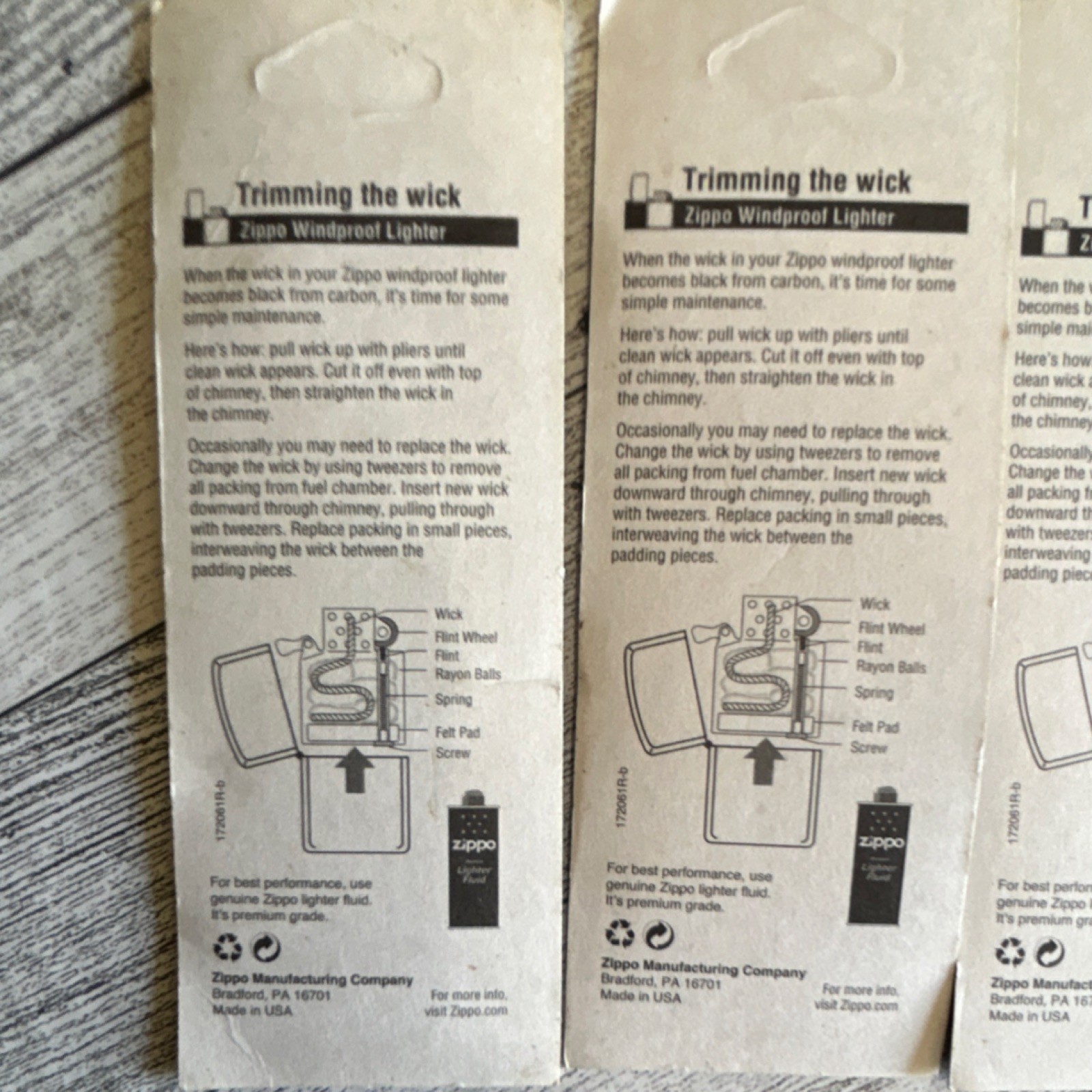 Lot of 4 Zippo Genuine Wick for Windproof Lighters Genuine Wicks 4.5 Inch 100mm
