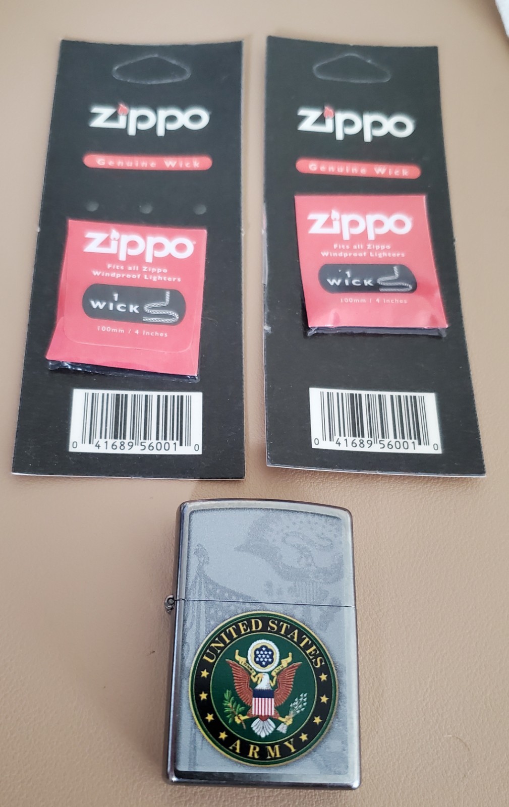 NEW UNITED STATES ARMY ZIPPO WITH 2 PACK OF NEW WICKS ZIPPO SEALED WITH STICKER!