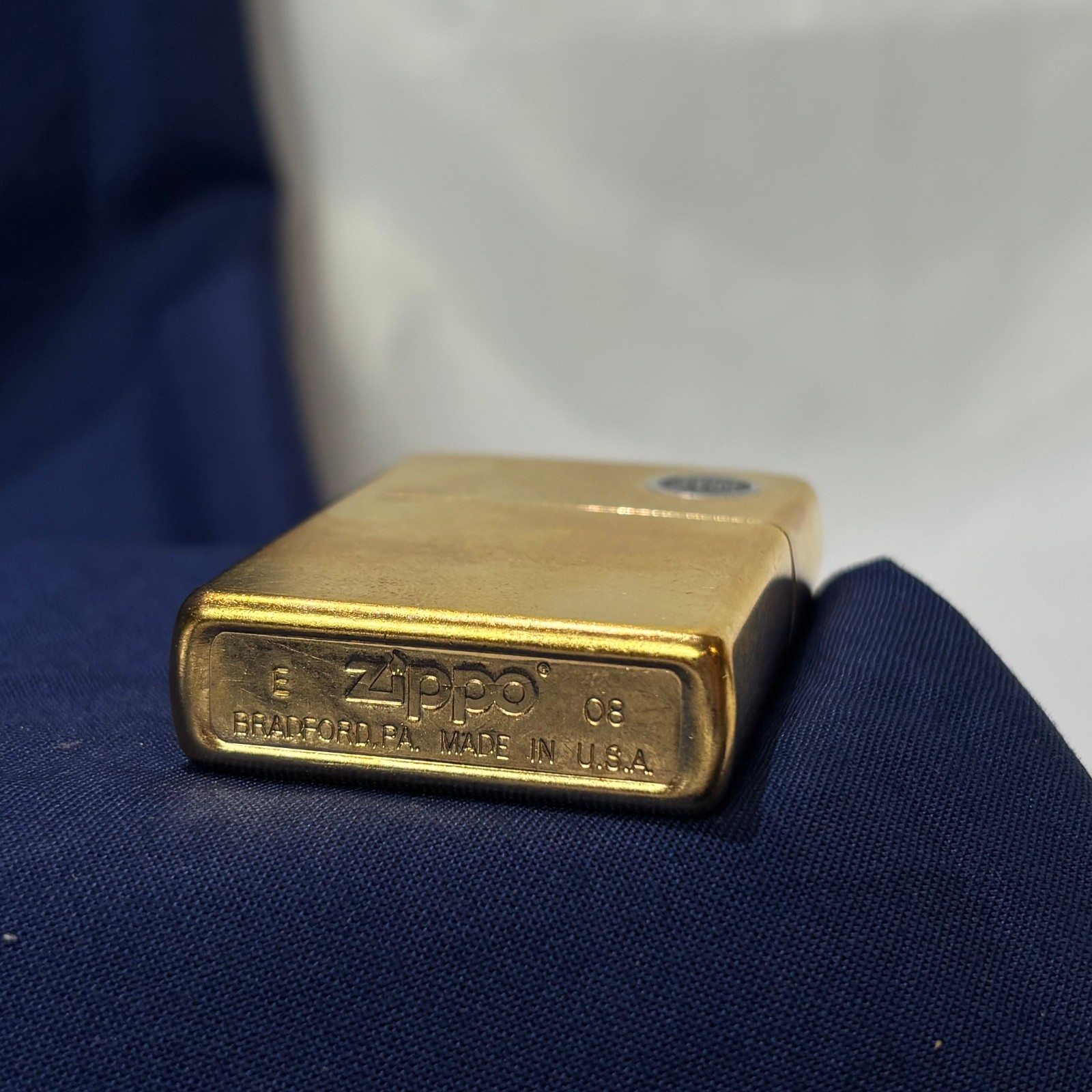 2008 Zippo Lighter Antique Brass Sticker Sealed In Case