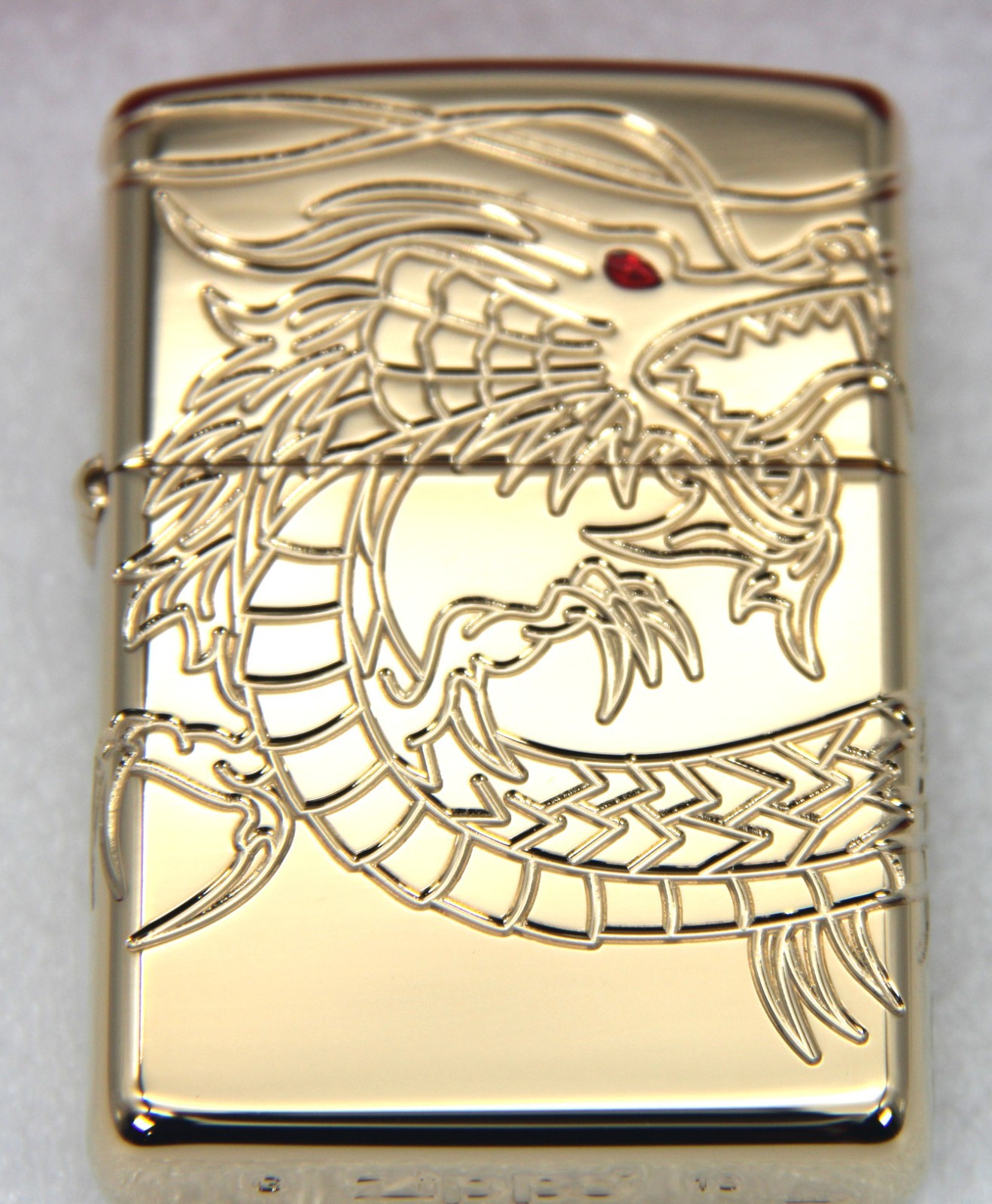 ZIPPO LIGHTER CHINESE DRAGON GOLD PLATED ARMOR 360° MULTICUT ENGRAVING NEW