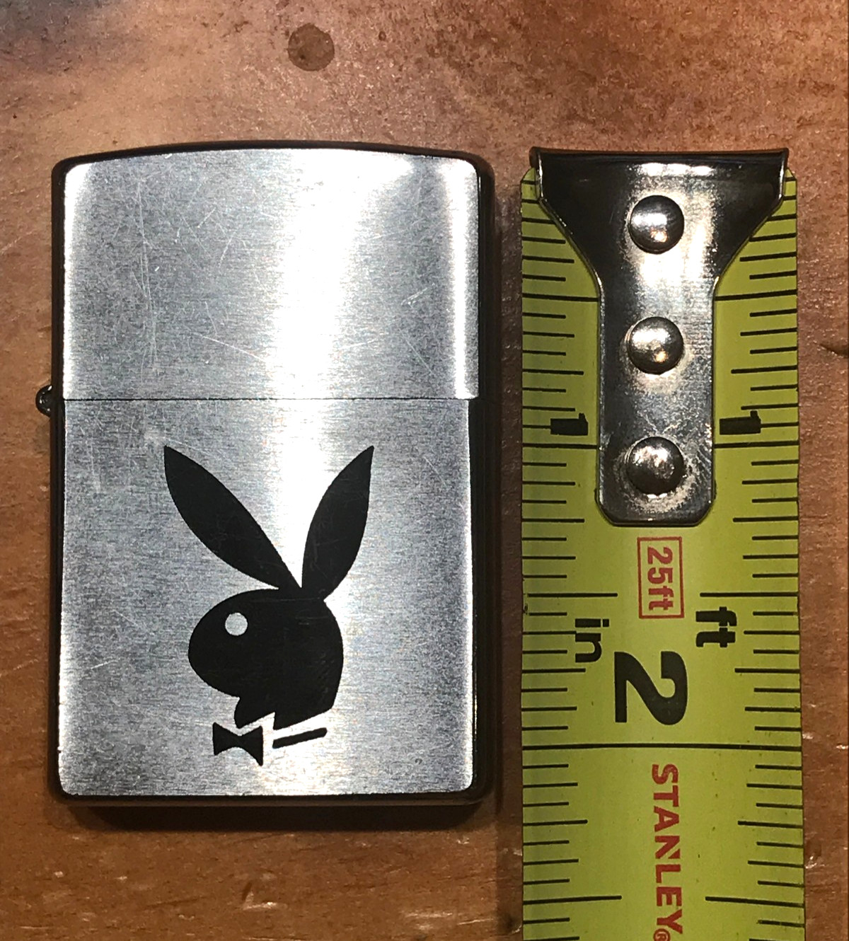 VINTAGE CLASSIC BRUSH CHROME PLAYBOY BLACK BUNNY LOGO ZIPPO LIGHTER