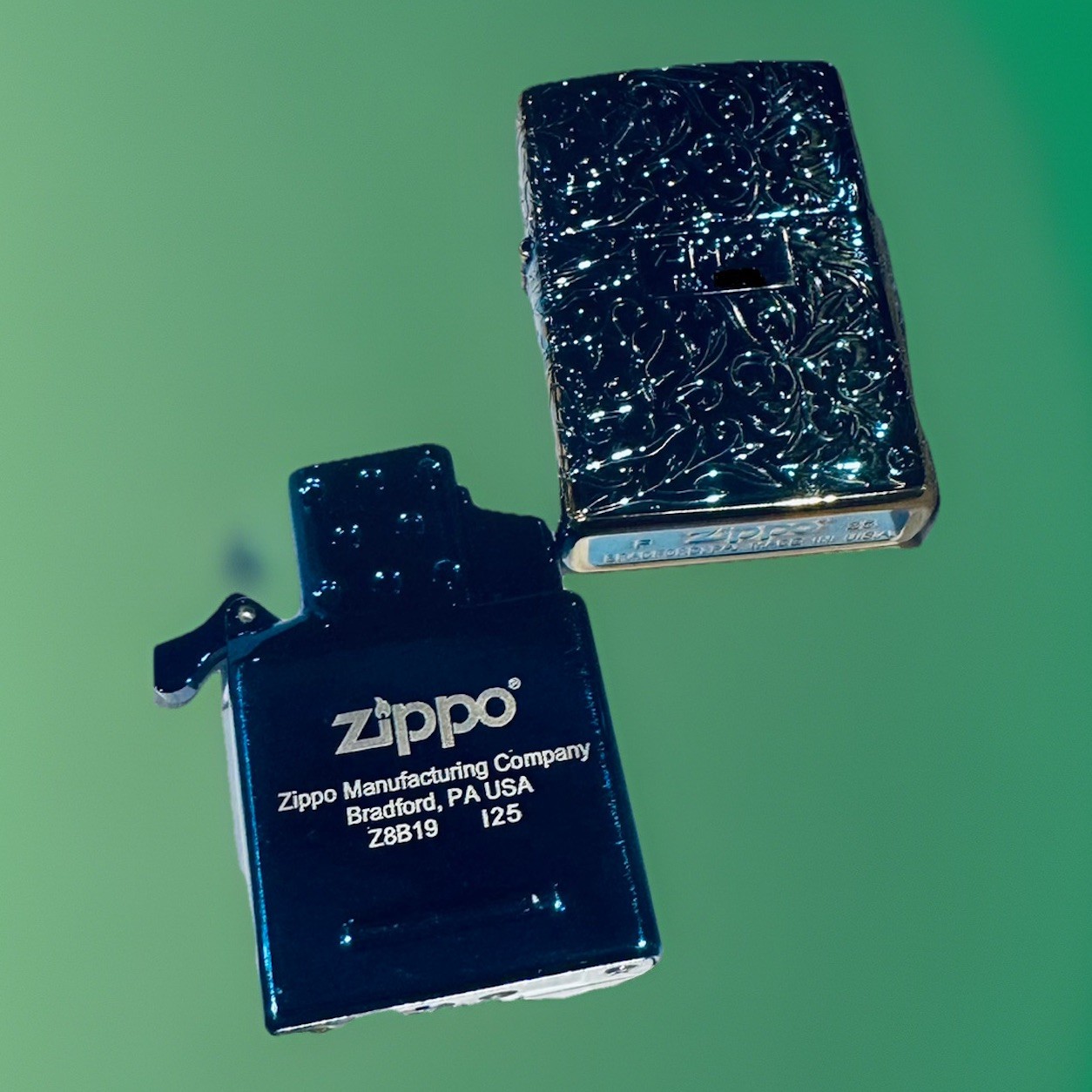 USA Zippo Arabesque 5 Sided Etching Logo Limited Number Butane Free Shipping