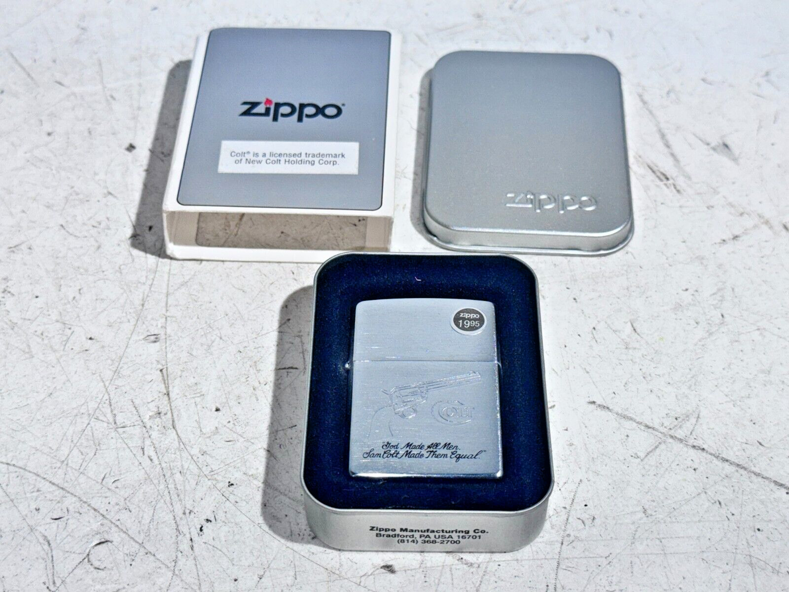 Zippo 487 Sam Colt Gun Slogan Lighter – New Unfired