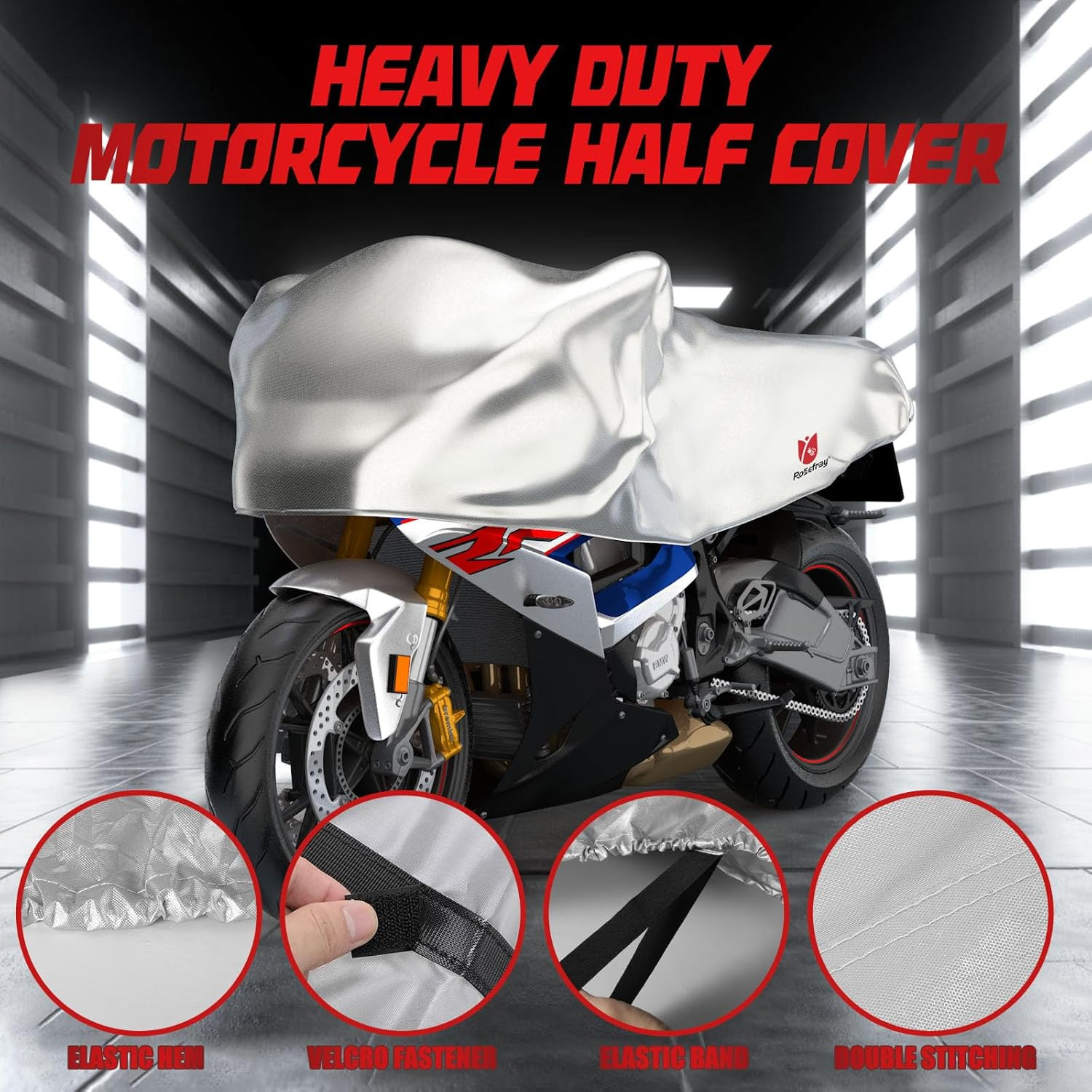 420D Motorcycle Half Cover-Outdoor Waterproof All Weather Protection Lightweight
