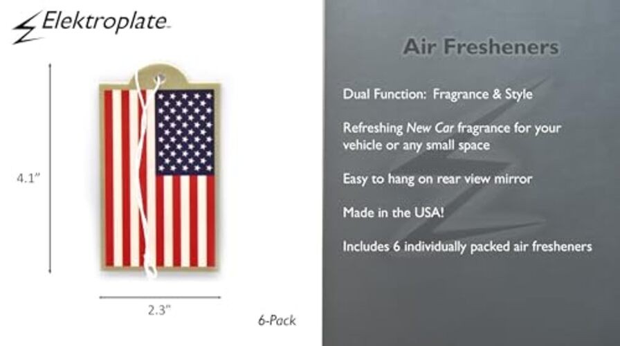 Red White and Blue American Flag Automotive Air Fresheners 6 Count (Pack of 1)