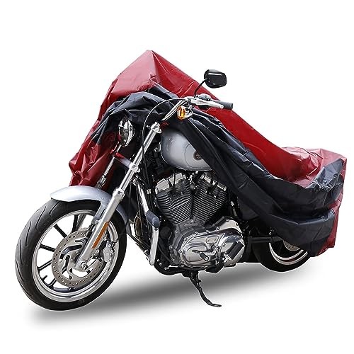 190T Rain Dust Motorcycle Cover Red&Black Outdoor 86″ for Harley Davidson L