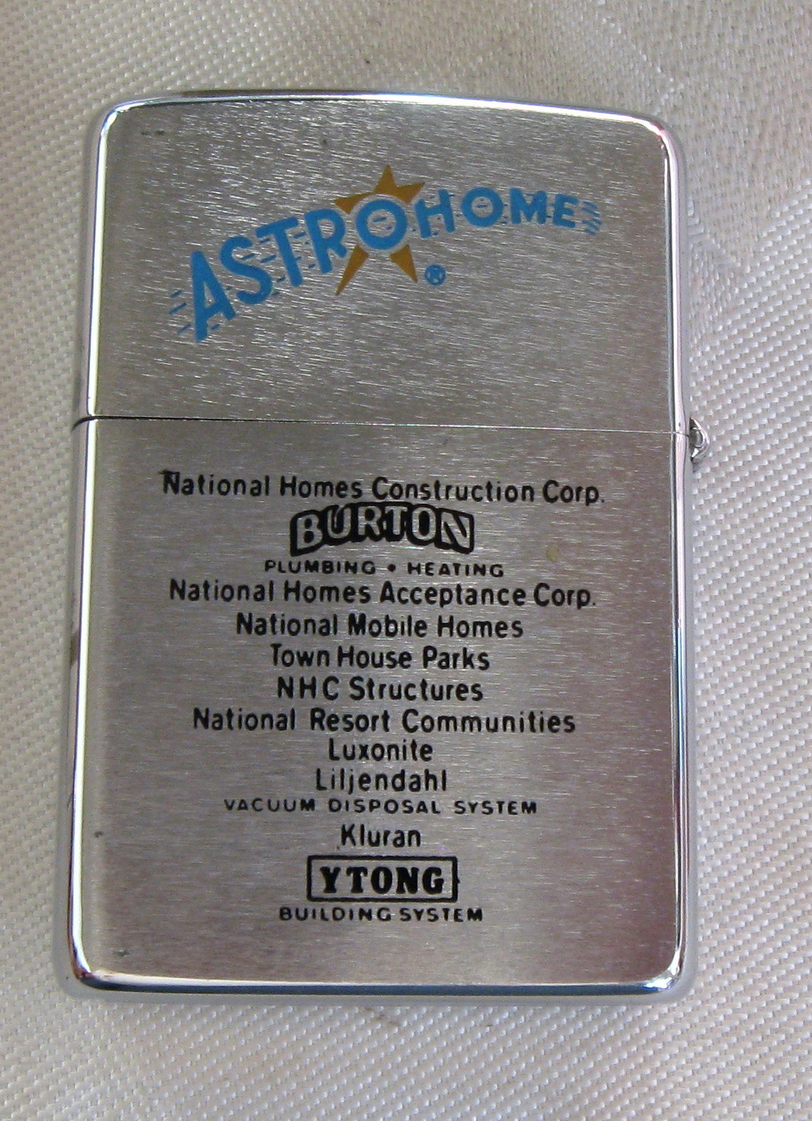 ZIPPO 1969 NATIONAL HOMES 350,000TH DOUBLE SIDED LIGHTER UNFIRED IN BOX