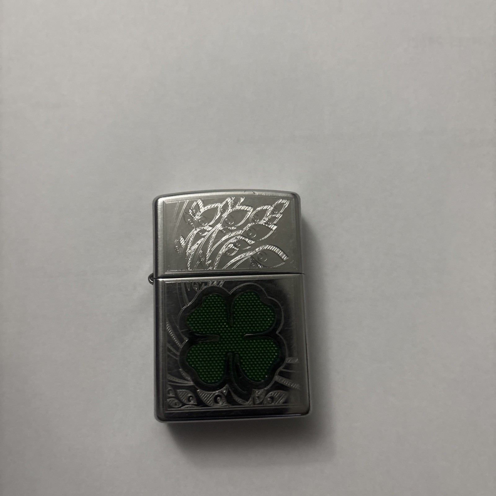 Zippo Windproof 4 Leaf Clover Lighter, Green Shamrock, 24699,