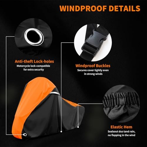 Motorcycle Cover for Harley Davidson Touring Road 107″-Side Box Black&Orange