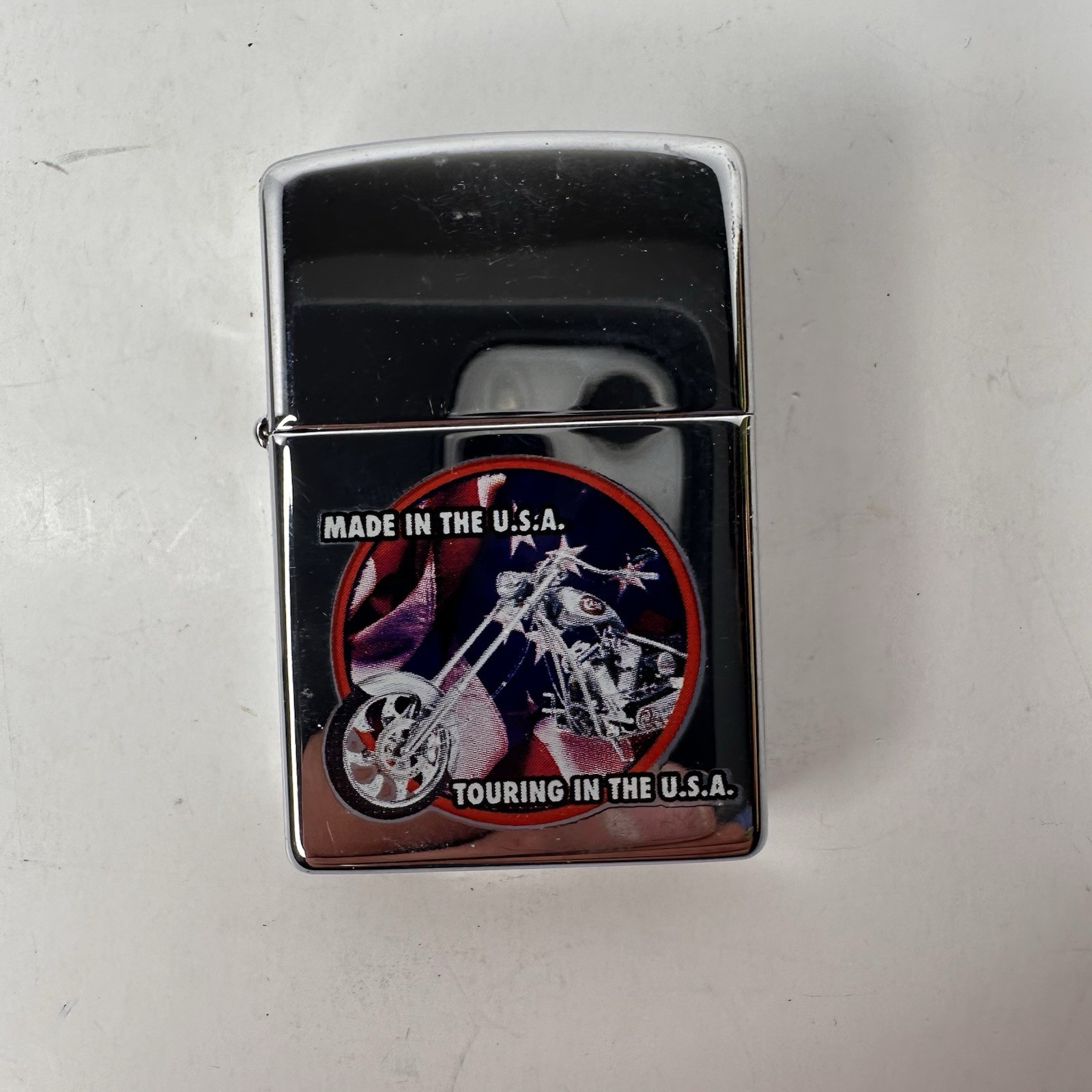 Zippo Lighter Made in the U.S.A. Touring in the U.S.A. Motorcycle Chrome 2005