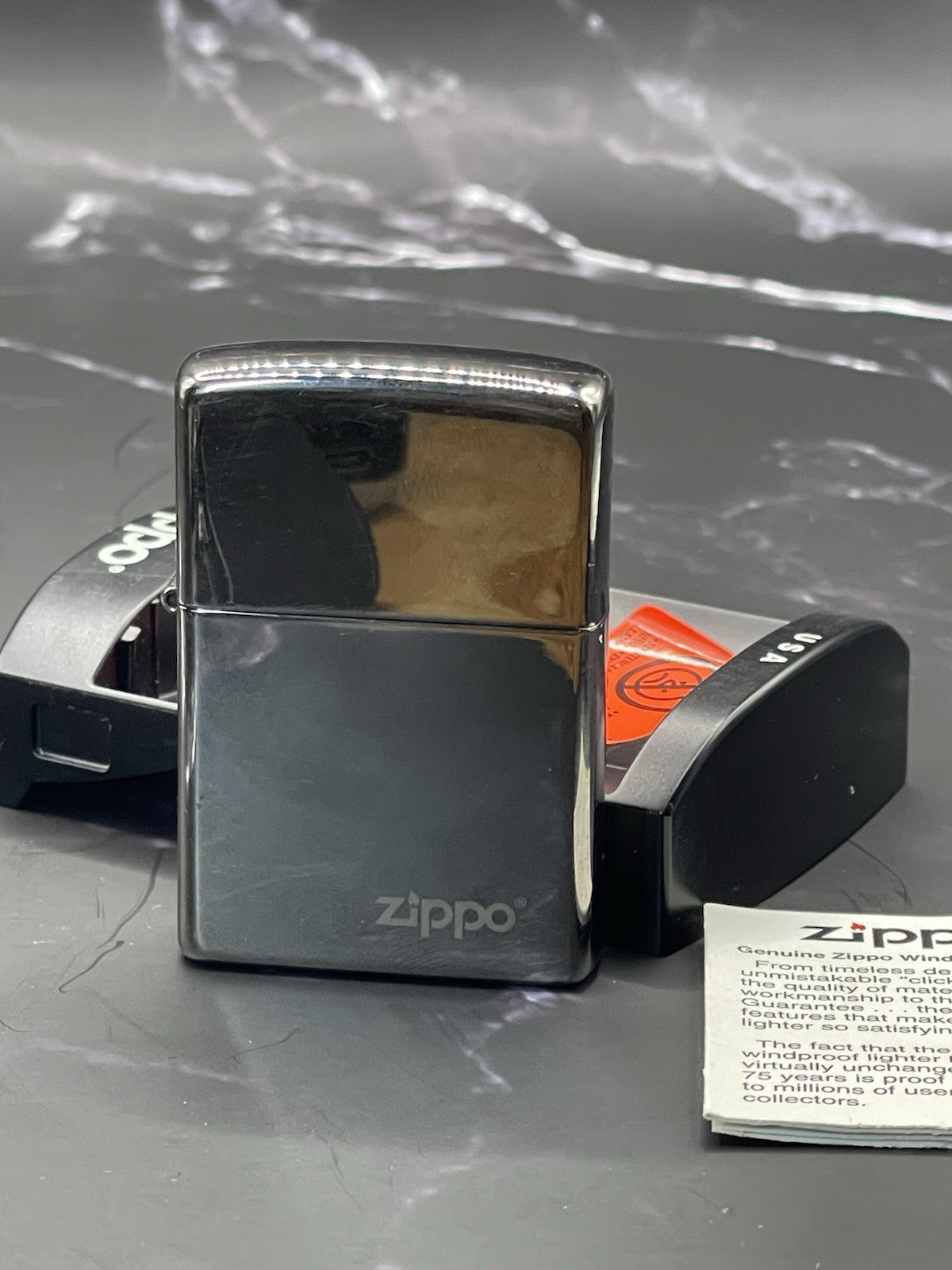 Zippo 150ZL Black Ice Windproof Lighter – Laser Engraved Logo – NIB